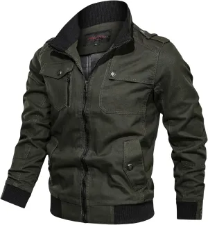 Thatrich Men's Bomber Jacket Lightweight Casual Motorcycle Jackets Cargo Trench Coat Cropped Windbreaker Flight Jackets Coats