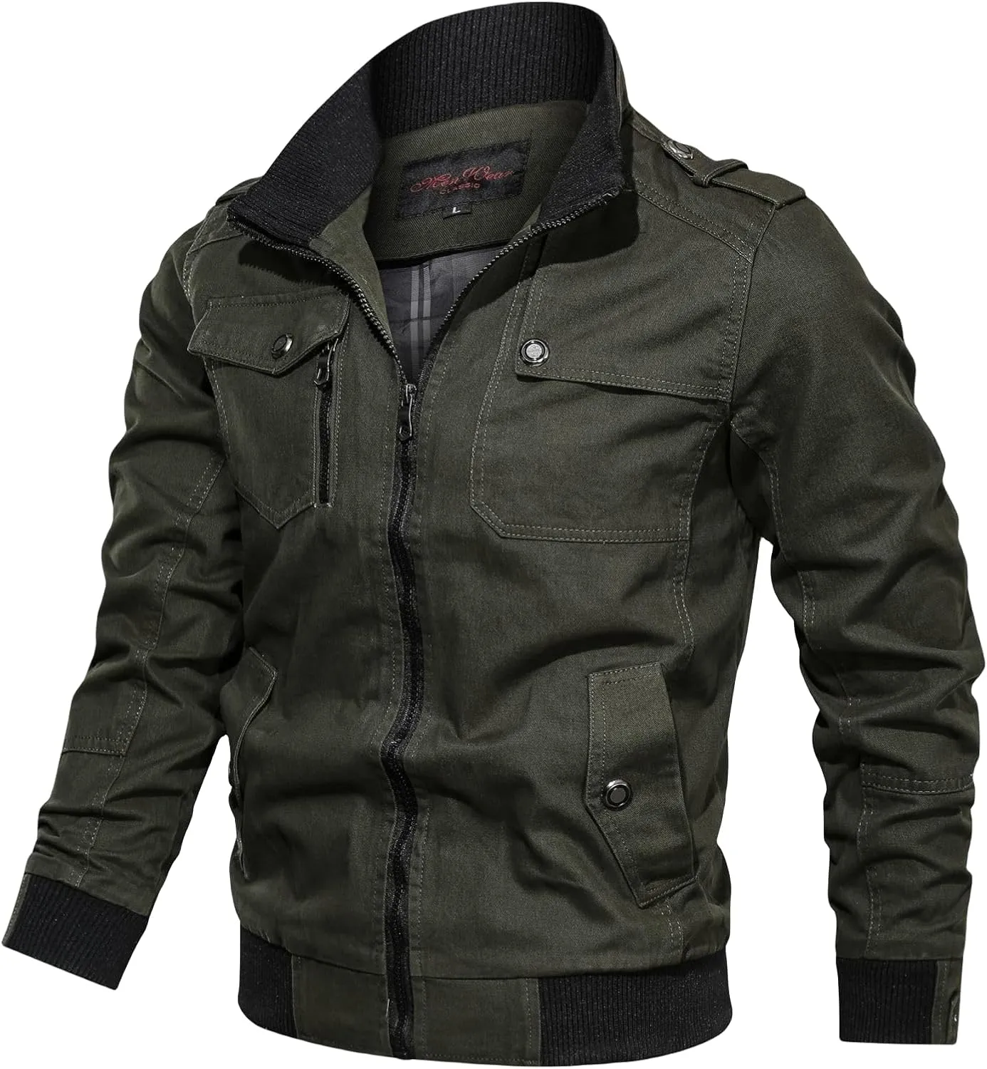 Thatrich Men's Bomber Jacket Lightweight Casual Motorcycle Jackets Cargo Trench Coat Cropped Windbreaker Flight Jackets Coats