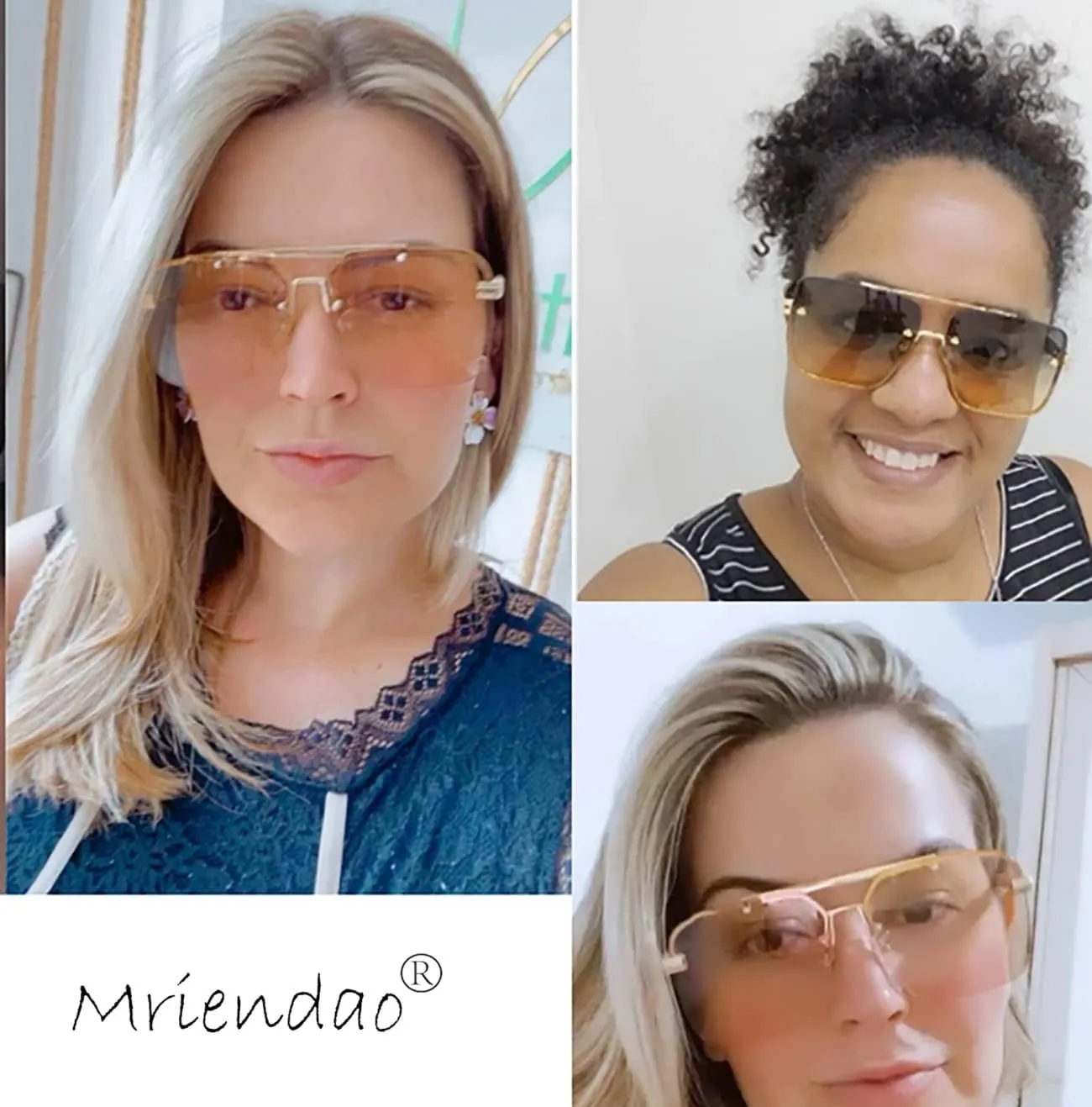 Trendy Aviator Sunglasses Mens Womens Large Square Metal Rimless Frame Shades Lentes De Sol Para Mujer