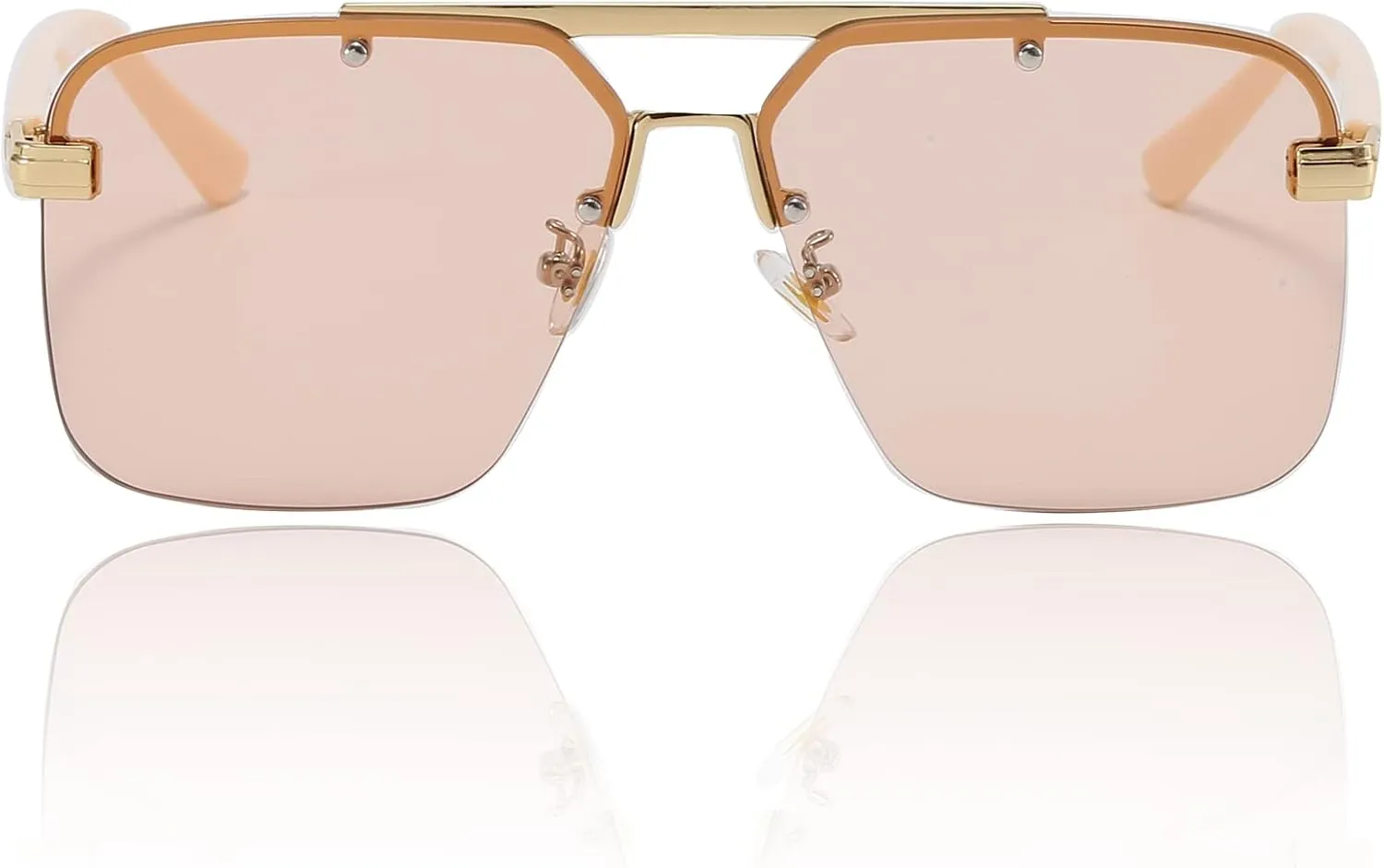 Trendy Aviator Sunglasses Mens Womens Large Square Metal Rimless Frame Shades Lentes De Sol Para Mujer
