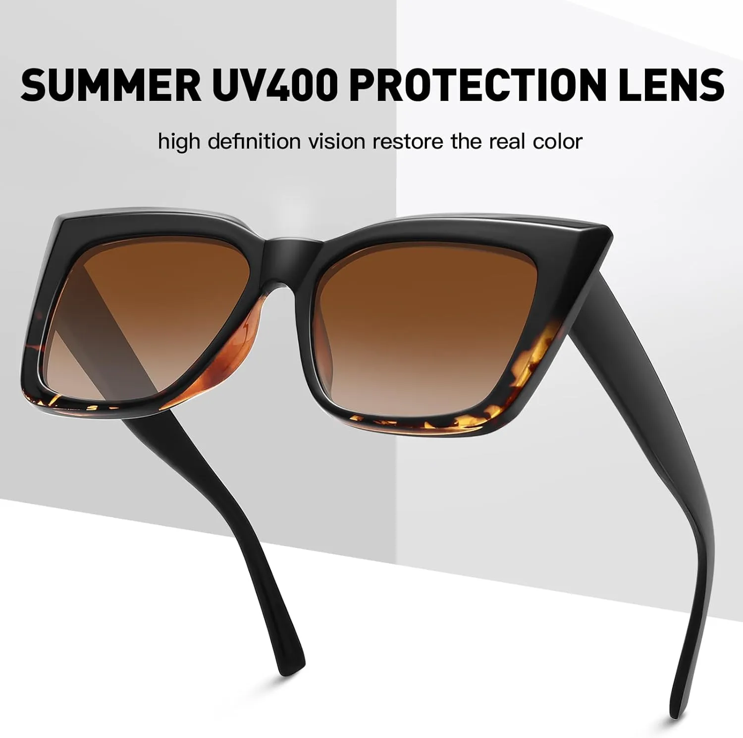Trendy Cat Eye Sunglasses for Women Large Square Retro Sunnies