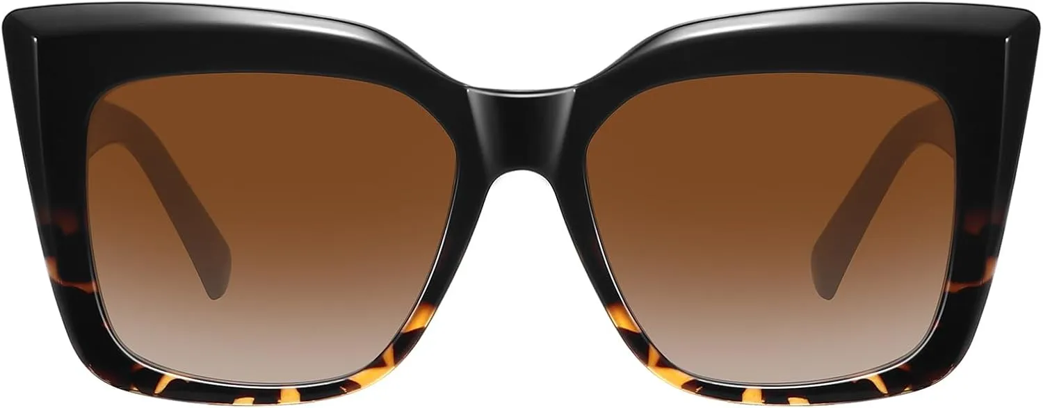 Trendy Cat Eye Sunglasses for Women Large Square Retro Sunnies