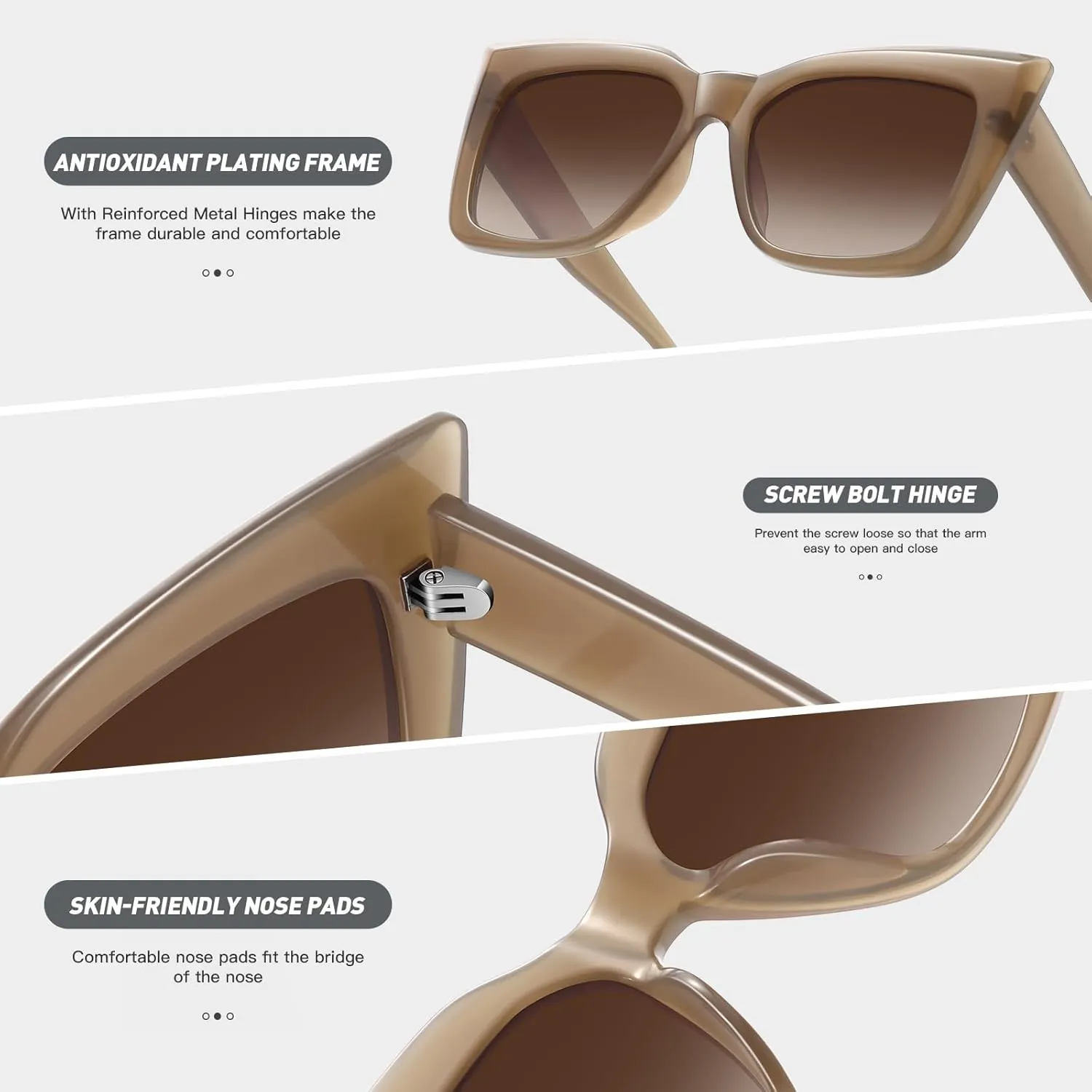 Trendy Cat Eye Sunglasses for Women Large Square Retro Sunnies