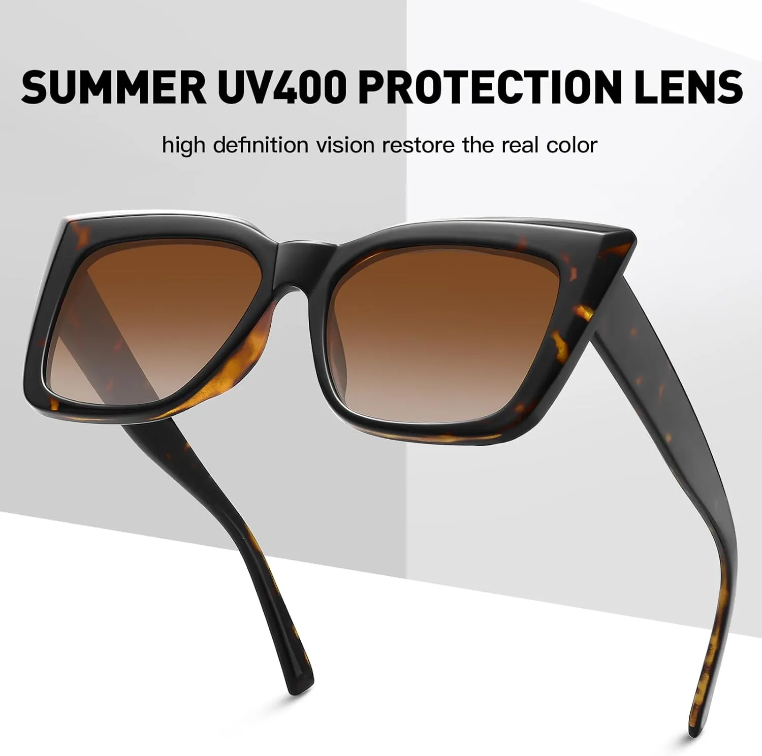 Trendy Cat Eye Sunglasses for Women Large Square Retro Sunnies