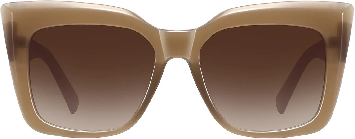 Trendy Cat Eye Sunglasses for Women Large Square Retro Sunnies