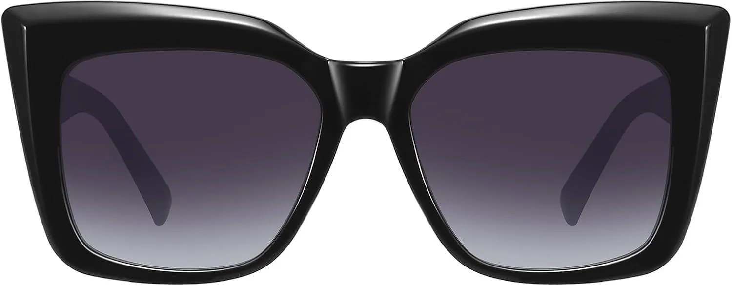 Trendy Cat Eye Sunglasses for Women Large Square Retro Sunnies