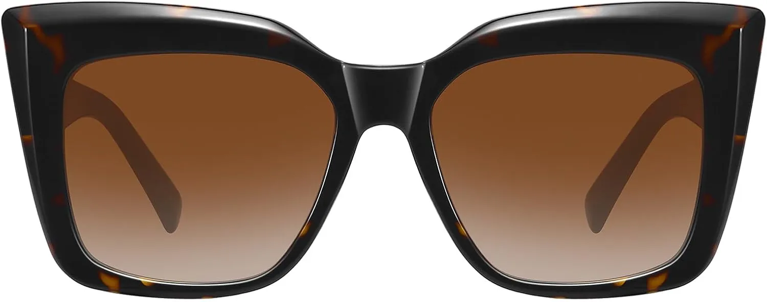 Trendy Cat Eye Sunglasses for Women Large Square Retro Sunnies