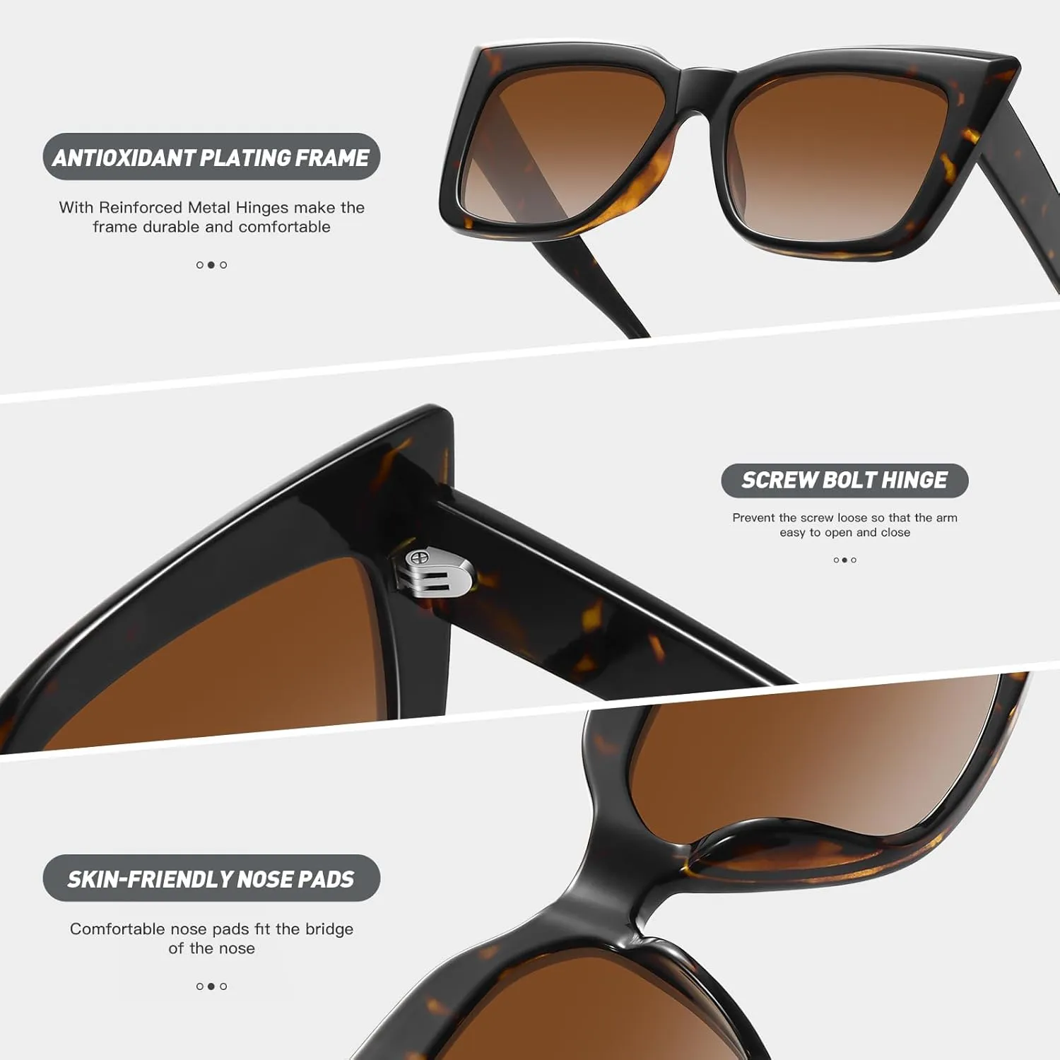 Trendy Cat Eye Sunglasses for Women Large Square Retro Sunnies