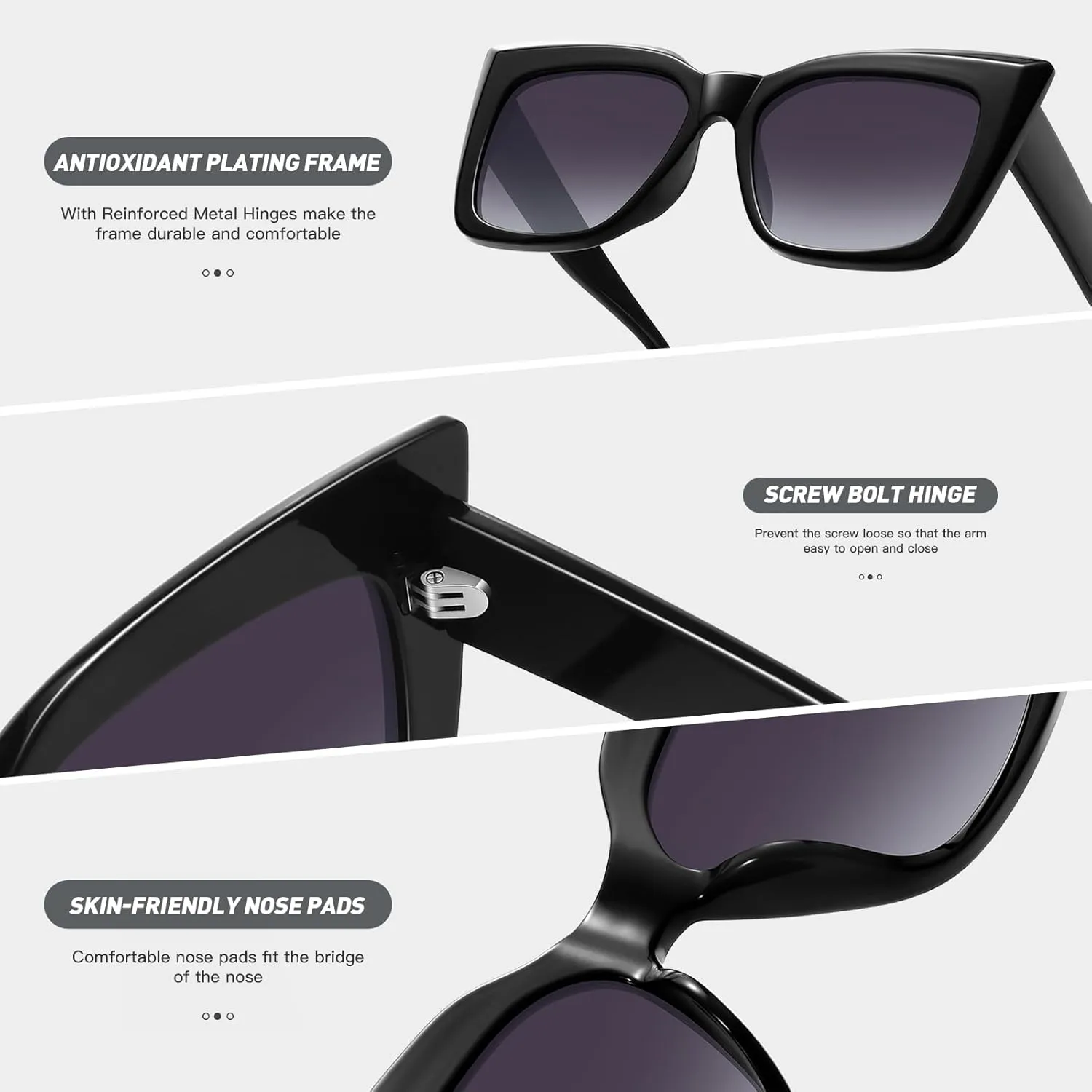 Trendy Cat Eye Sunglasses for Women Large Square Retro Sunnies