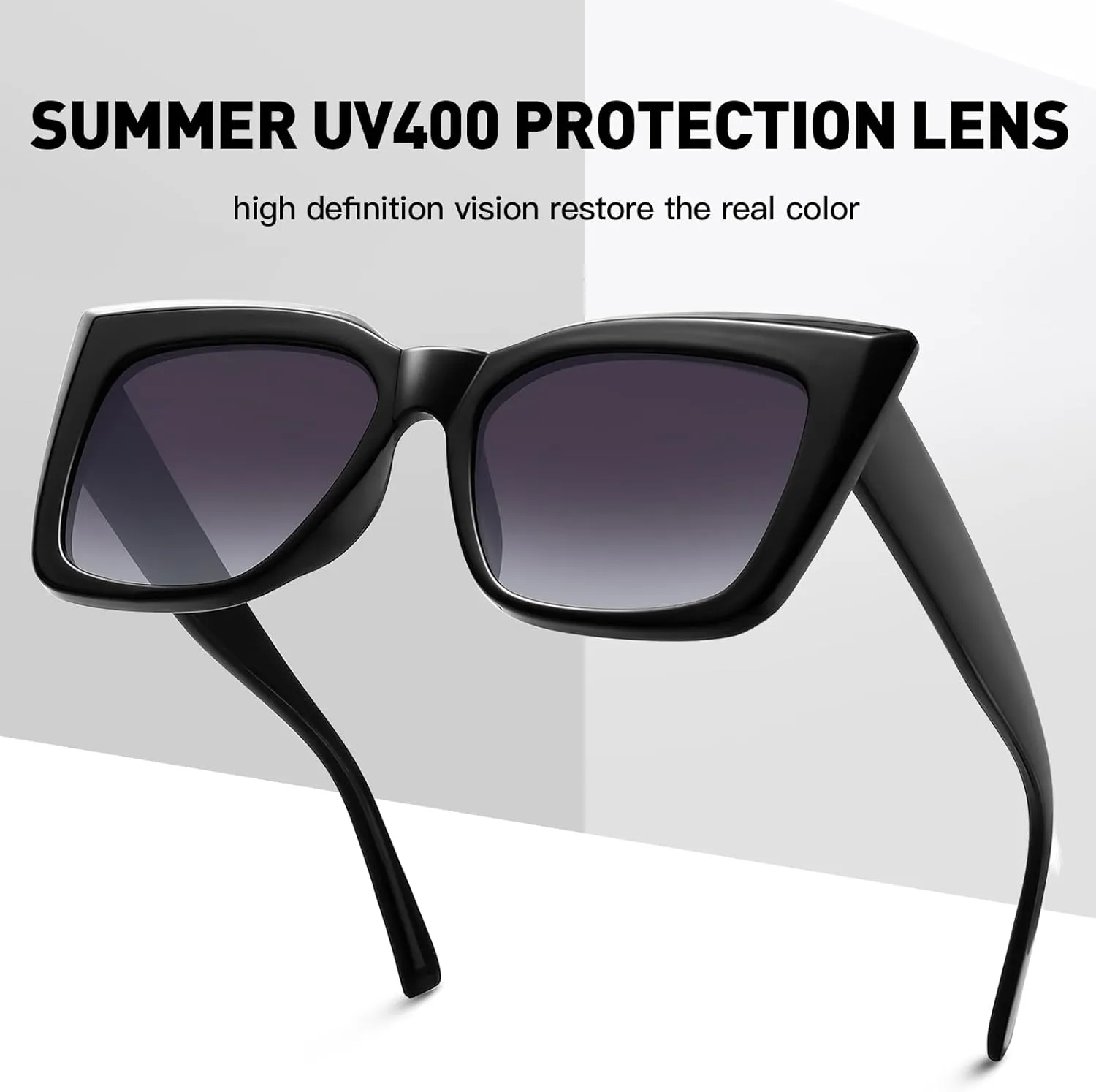 Trendy Cat Eye Sunglasses for Women Large Square Retro Sunnies