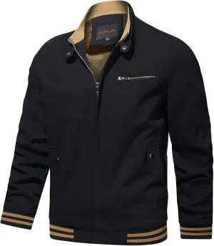 tuduoms Men's Fleece Lined Coats Casual Bomber Jackets Full Zip Windbreaker Jackets Warm Winter Sherpa Aviator Bomber Jacket