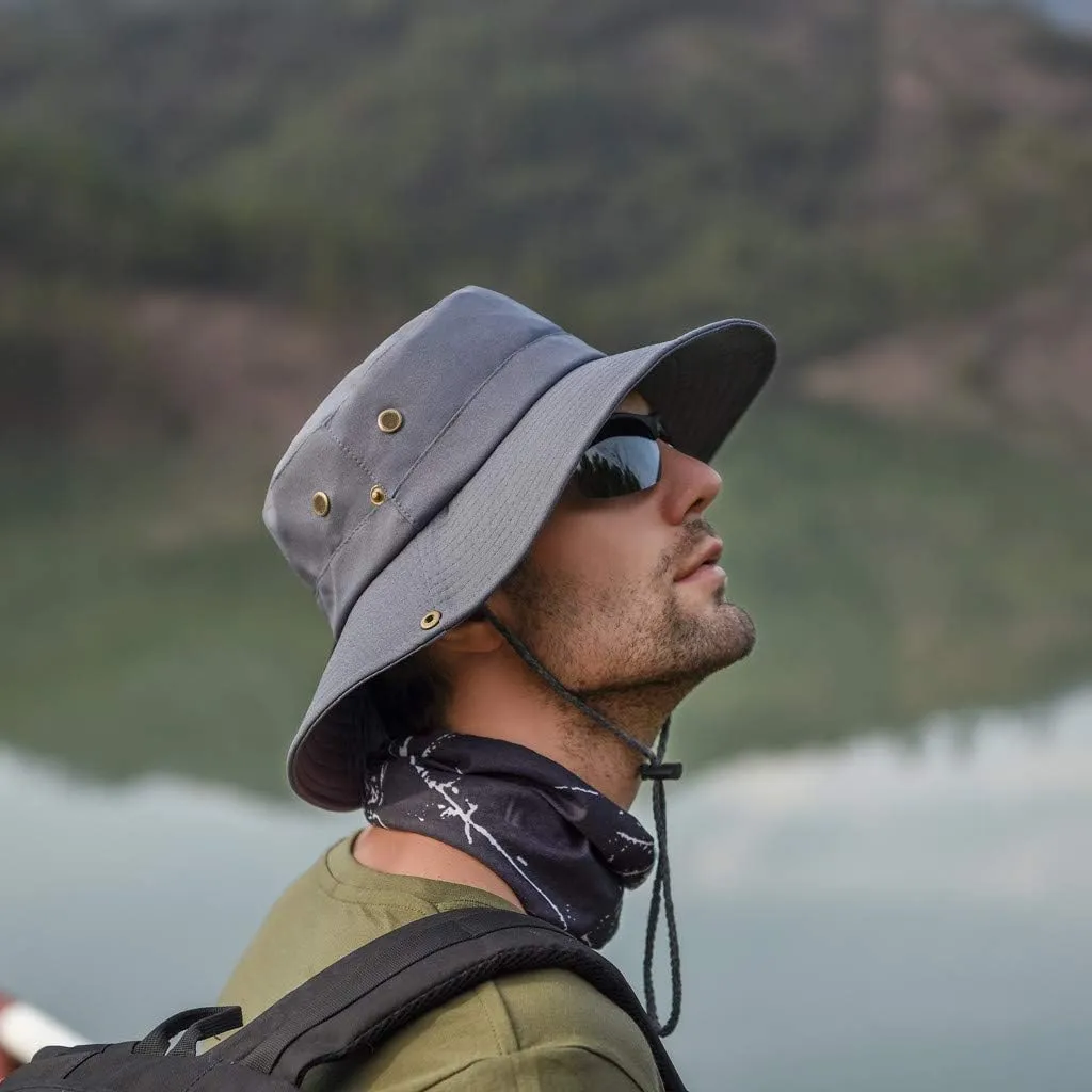 UPF 50  Men's 𝐒un Hat Wide Brim Bucket Caps UV Protection Hats for Mens Womens Beach Safari Summer Golf Fishing