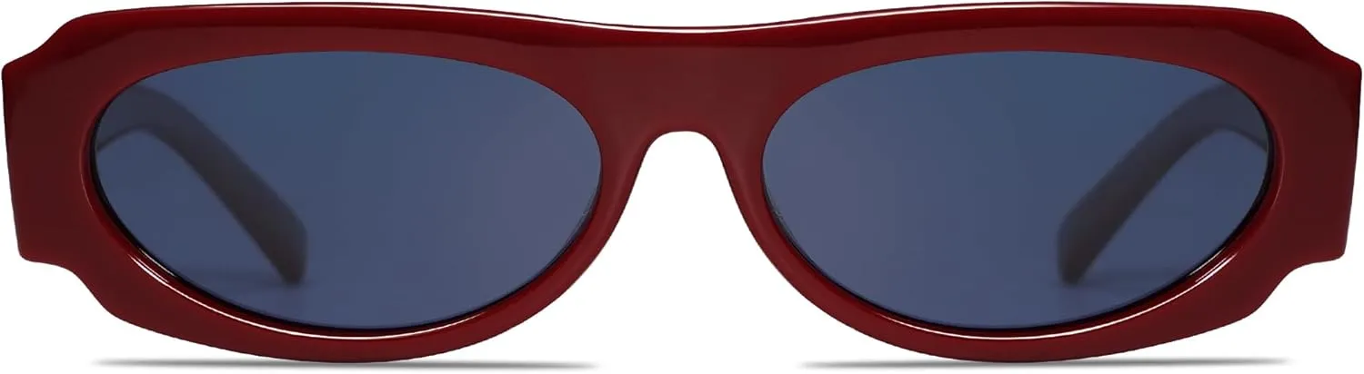 VANLINKER Trendy Retro 90s Sunglasses Womens Mens Vintage Oval Frame Polarized Small Shades VL9782