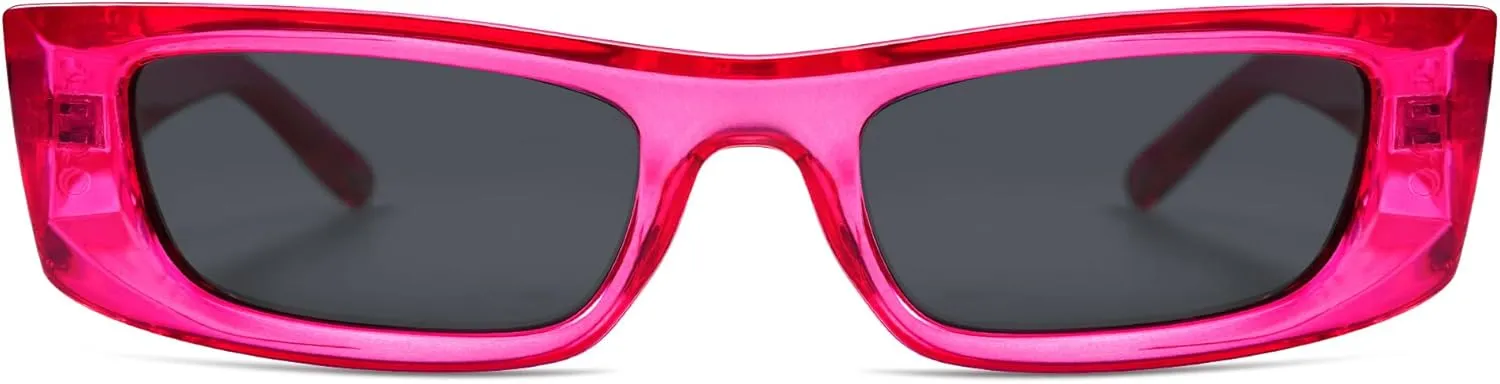 VANLINKER Trendy Small Rectangle Sunglasses for Womens Men Vintage Narrow Cateye Sunnies Polarized Glass VL9711