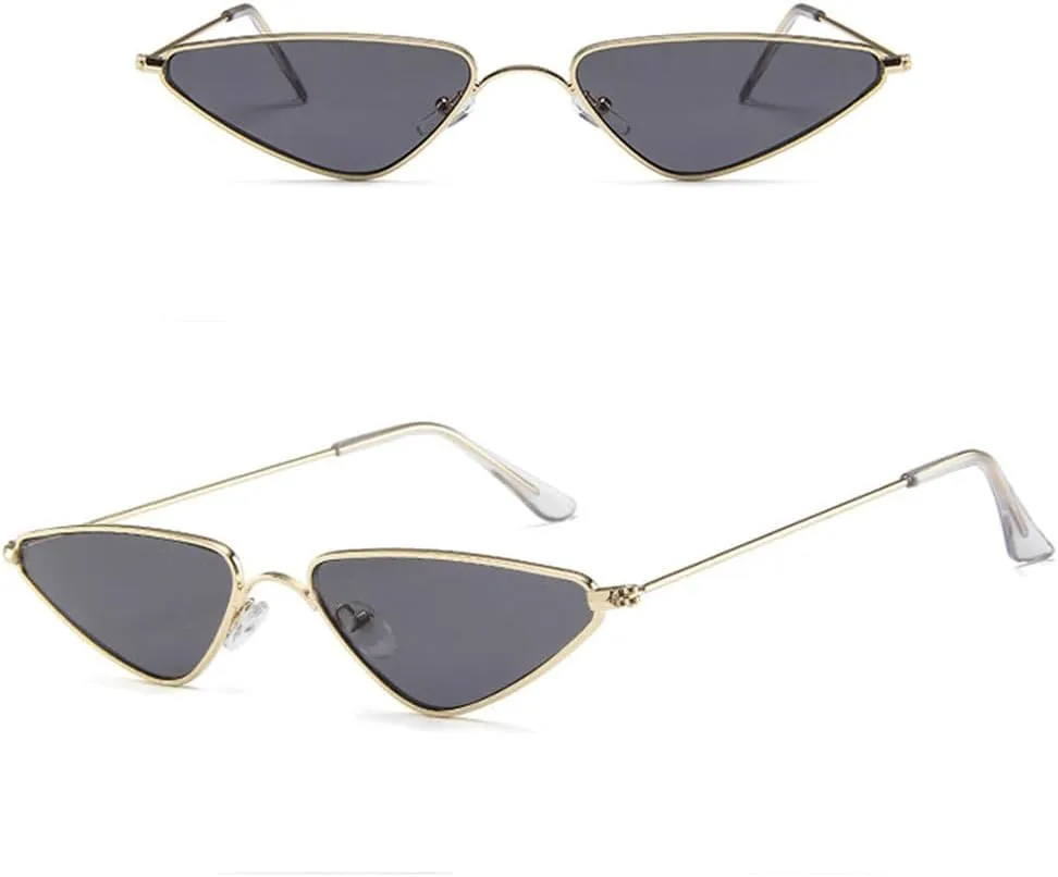 Vintage Cat eye Sunglasses Men Women Unique Triangle Sun Glasses Female Yellow Metal Eyeglasses UV400