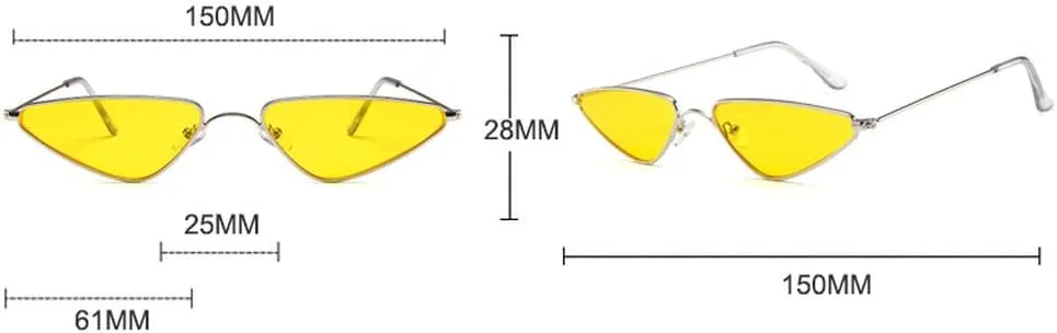 Vintage Cat eye Sunglasses Men Women Unique Triangle Sun Glasses Female Yellow Metal Eyeglasses UV400