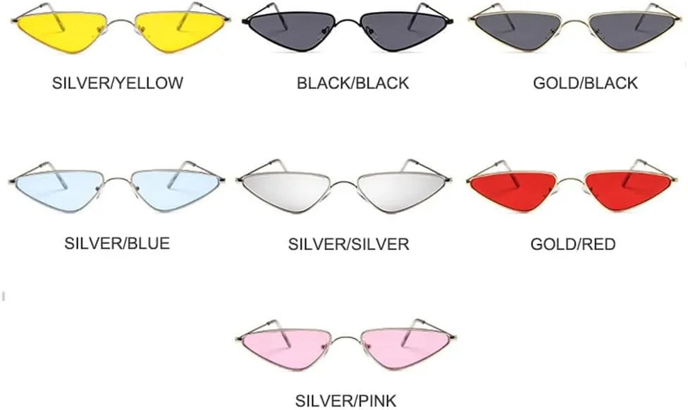 Vintage Cat eye Sunglasses Men Women Unique Triangle Sun Glasses Female Yellow Metal Eyeglasses UV400
