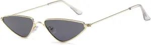 Vintage Cat eye Sunglasses Men Women Unique Triangle Sun Glasses Female Yellow Metal Eyeglasses UV400