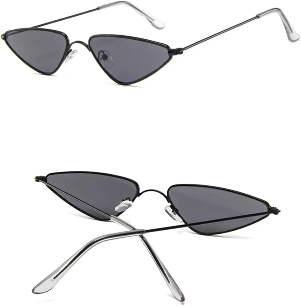 Vintage Cat eye Sunglasses Men Women Unique Triangle Sun Glasses Female Yellow Metal Eyeglasses UV400