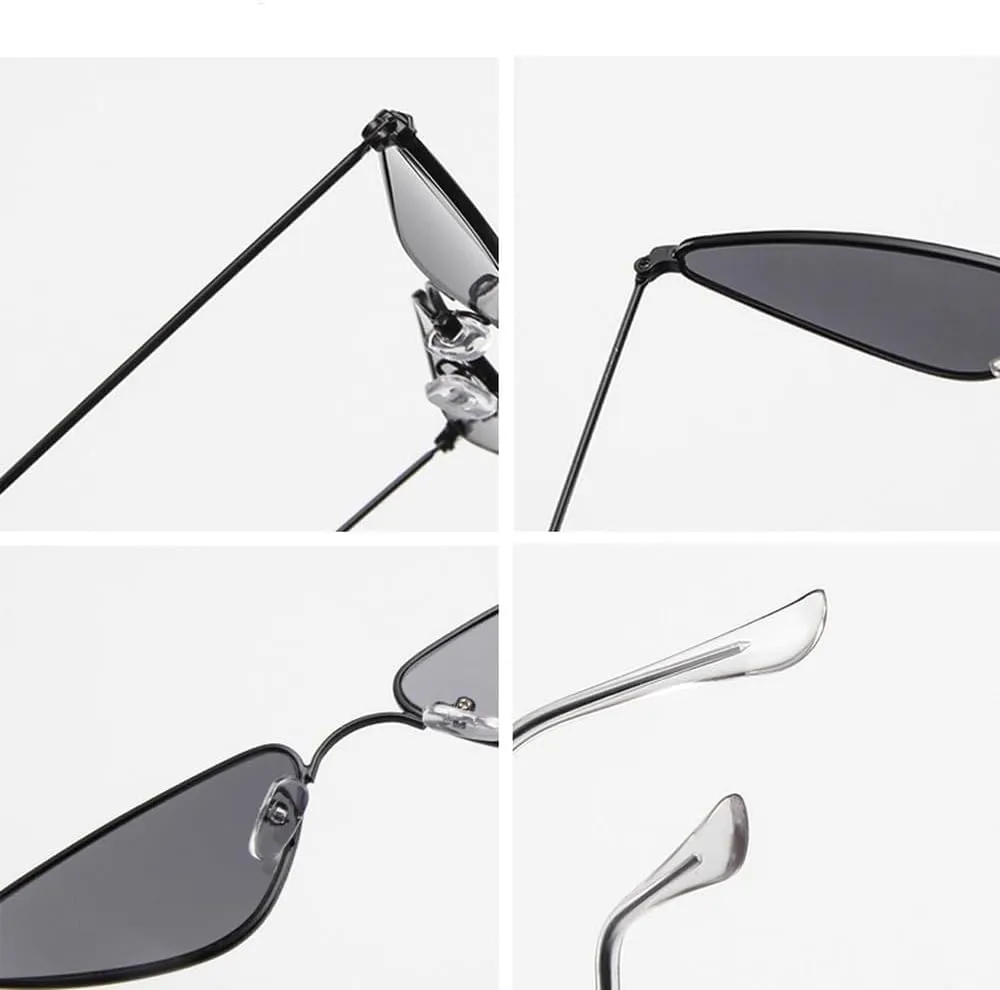 Vintage Cat eye Sunglasses Men Women Unique Triangle Sun Glasses Female Yellow Metal Eyeglasses UV400