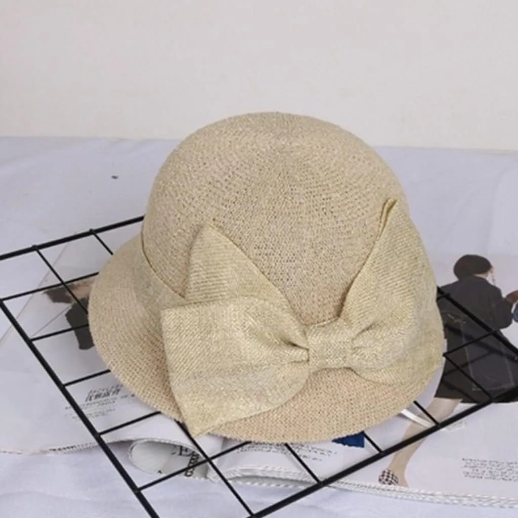 Vintage Floral Dress Cloche Hat 1920s Foldable Summer Beach Stra𝐰 Bowler Hats Sun Church Hat for Women