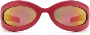 Vintage Oval Cat Eye Y2K Sunglasses For Women Men Luxury Punk Wrap Around Sun Glasses UV400 Unisex Sports Goggles N48