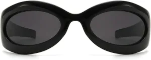Vintage Oval Cat Eye Y2K Sunglasses For Women Men Luxury Punk Wrap Around Sun Glasses UV400 Unisex Sports Goggles N48