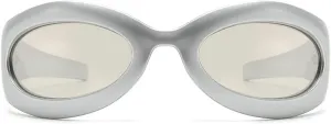Vintage Oval Cat Eye Y2K Sunglasses For Women Men Luxury Punk Wrap Around Sun Glasses UV400 Unisex Sports Goggles N48