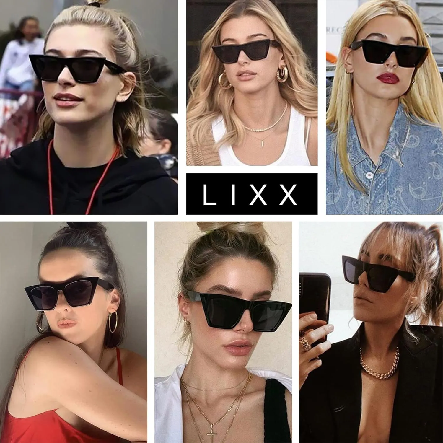 Vintage Square Acetate Cateye Polarized Sunglasses Men Women Trendy Cat Eye Oversized Square Fashion Eyewear