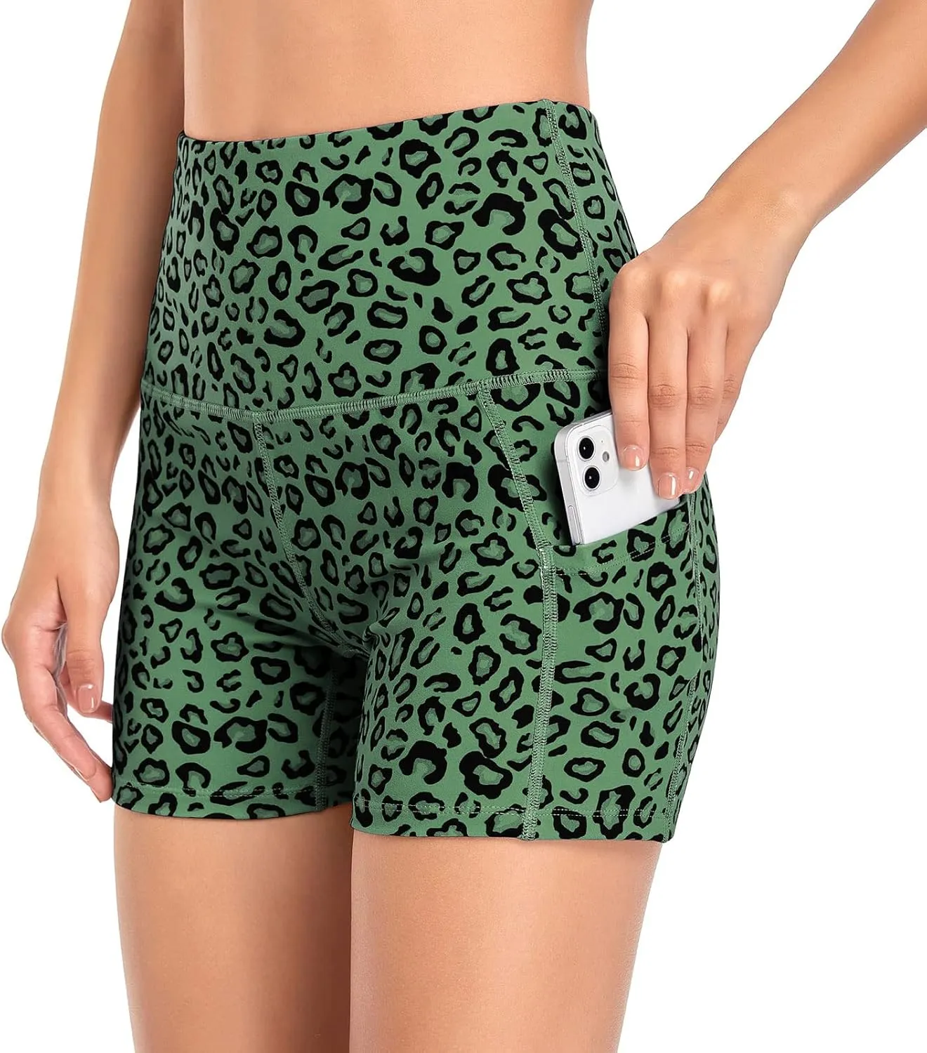 VUTRU Women's Summer 3"/4" High-Waisted Print Running Shorts Biker Shorts Volleyball Shorts with Pockets Quick Dry