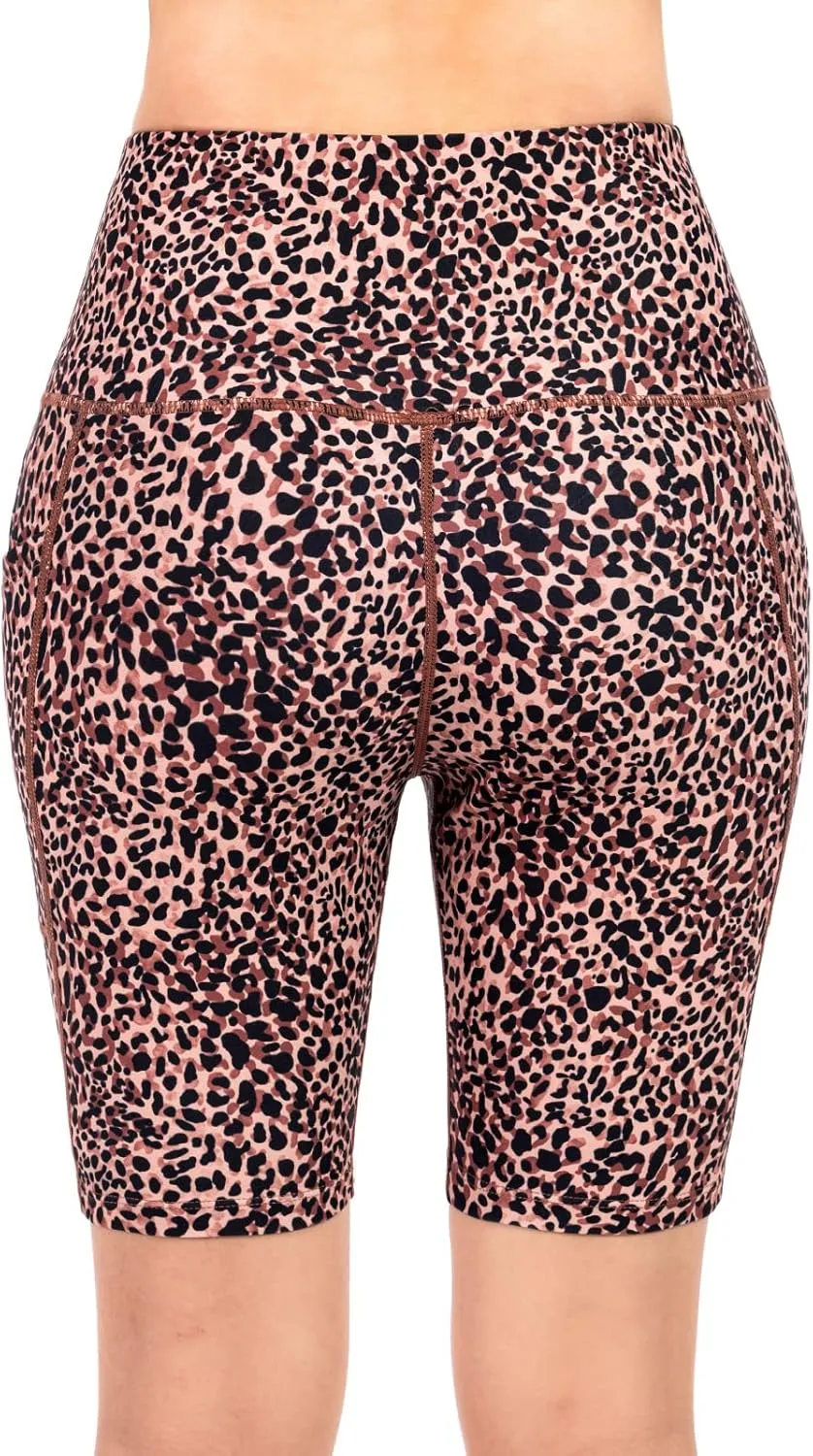 VUTRU Women's Summer 3"/4" High-Waisted Print Running Shorts Biker Shorts Volleyball Shorts with Pockets Quick Dry