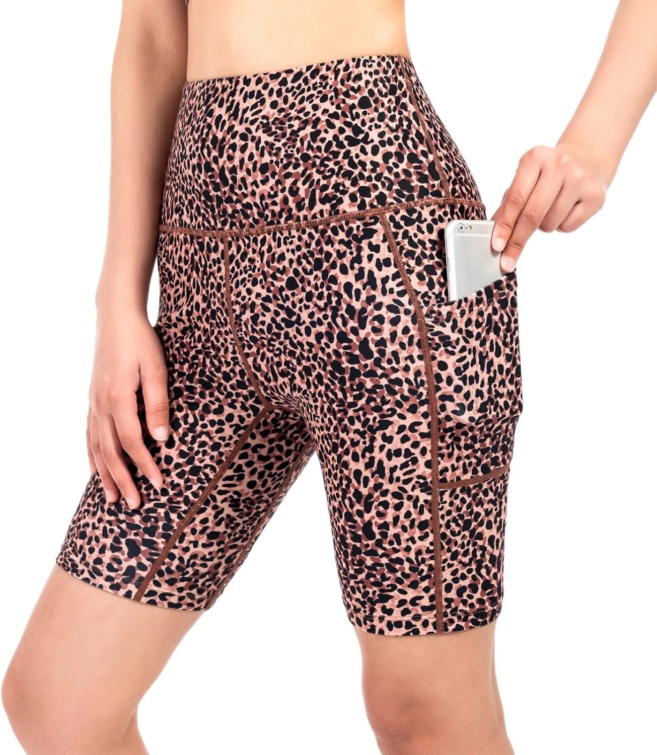 VUTRU Women's Summer 3"/4" High-Waisted Print Running Shorts Biker Shorts Volleyball Shorts with Pockets Quick Dry