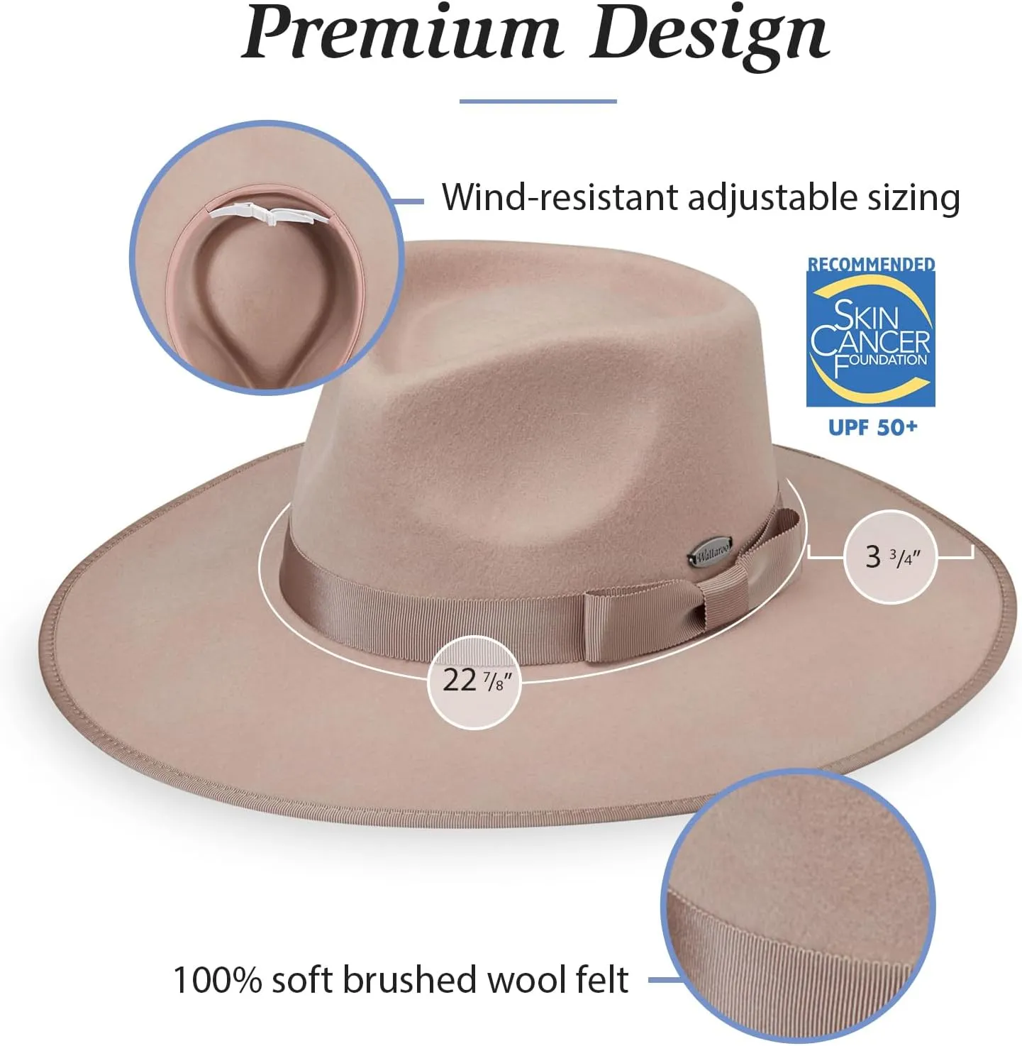 Wallaroo Hat Company – Women’s Sloan Fedora – UPF 50  Sun Protection, Wide Brim and Adjustable Sizing for Medium Crown Sizes