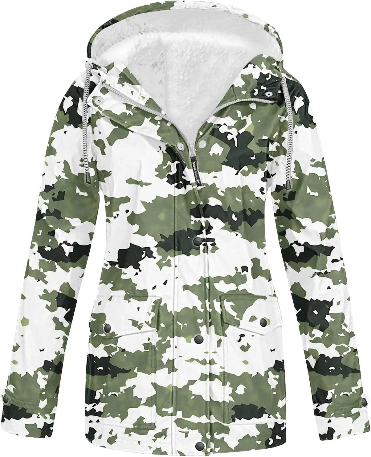 Water Repellent Jackets Women Trendy Printed Hooded Raincoat Lightweight Waterproof Windbreaker Hiking Rain Jackets