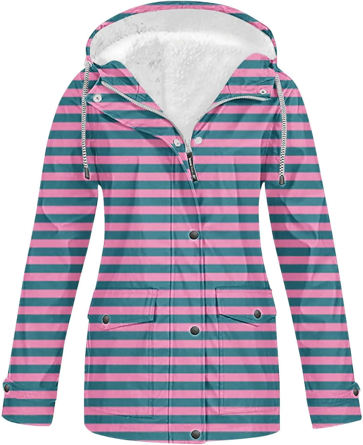 Water Repellent Jackets Women Trendy Printed Hooded Raincoat Lightweight Waterproof Windbreaker Hiking Rain Jackets