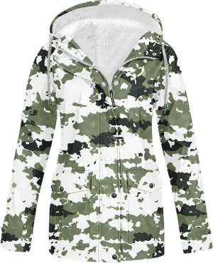 Water Repellent Jackets Women Trendy Printed Hooded Raincoat Lightweight Waterproof Windbreaker Hiking Rain Jackets