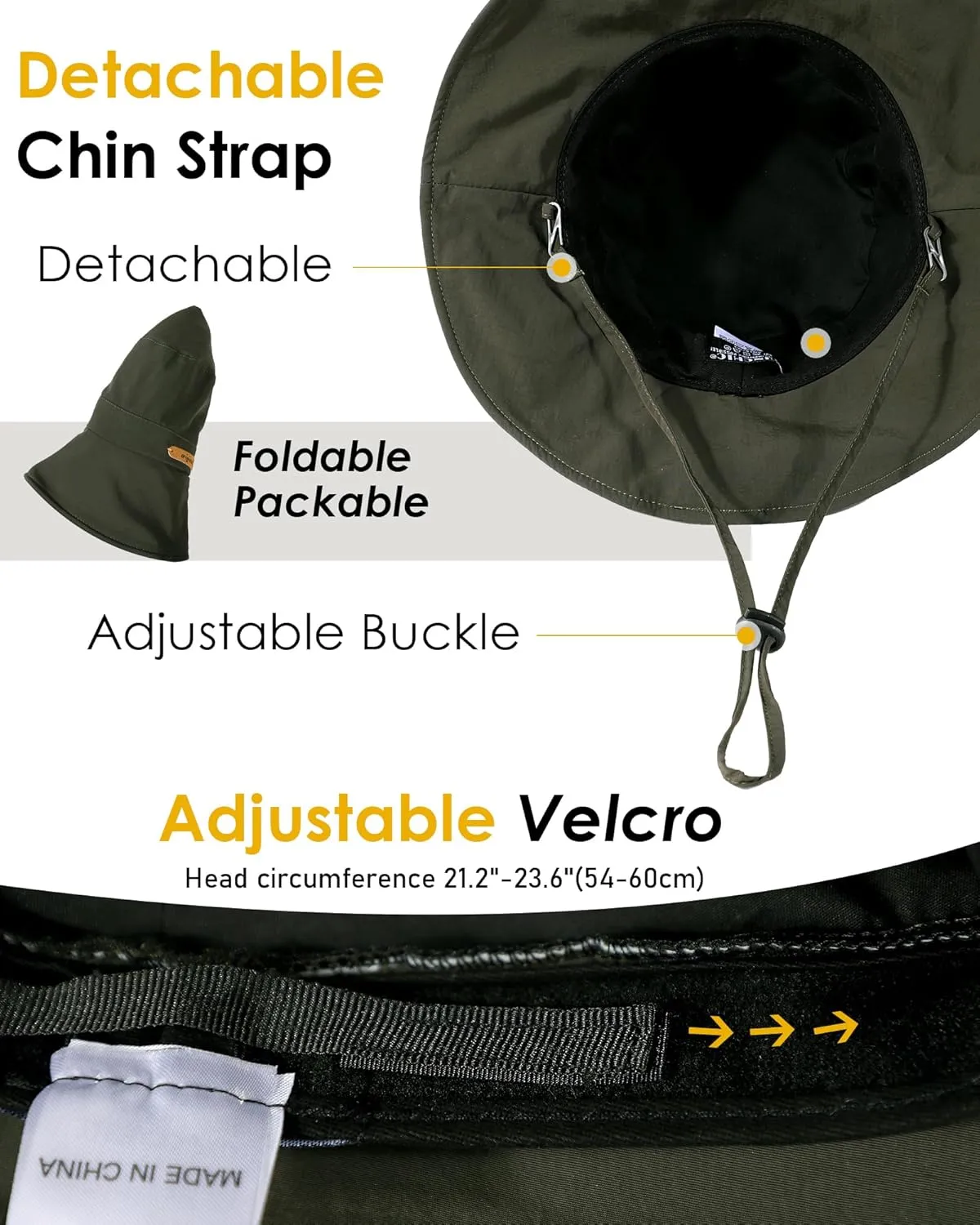 Waterproof Bucket Hats for Women Men Foldable Brim UPF 50  Floppy Cowboy Rain Hat UV Protection Boonie Sun Hats for Hiking