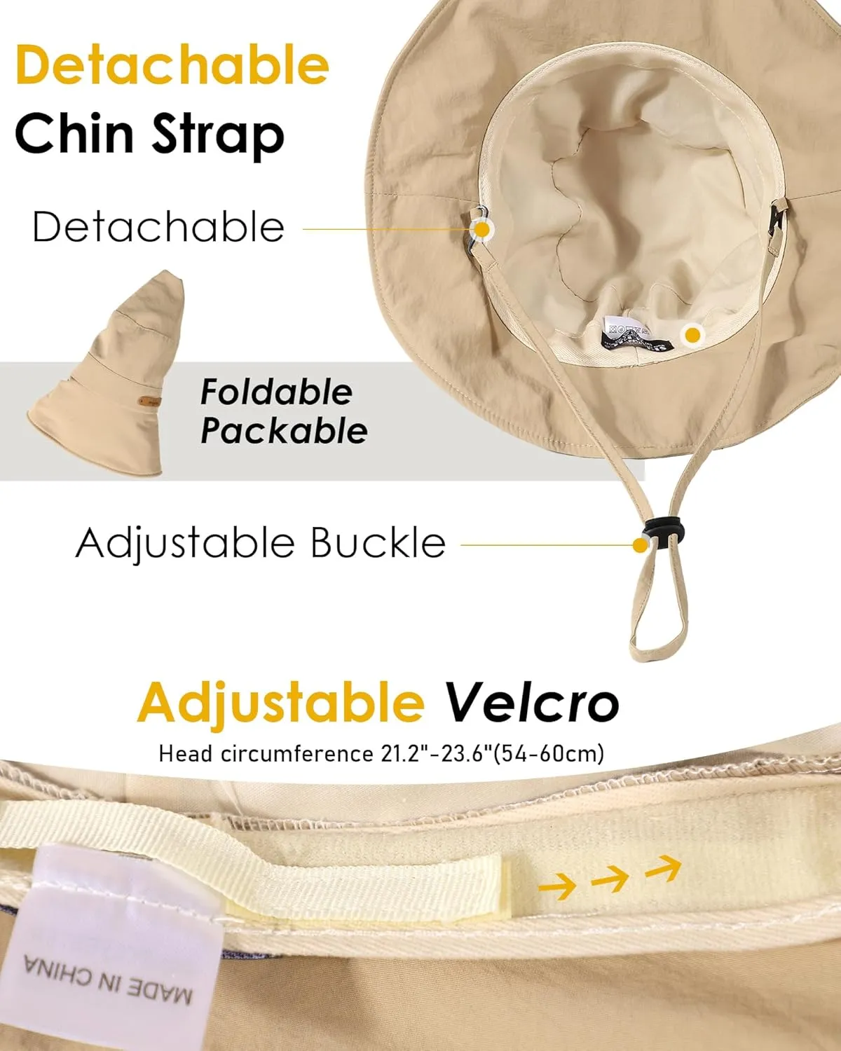 Waterproof Bucket Hats for Women Men Foldable Brim UPF 50  Floppy Cowboy Rain Hat UV Protection Boonie Sun Hats for Hiking