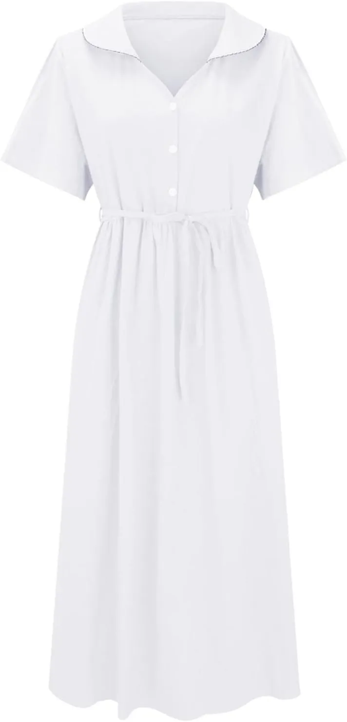 Wedding Guest Dress for Women Button Down Collared Maxi Dresses Casual Fashion Flowy Flutter Swing Dress 2025