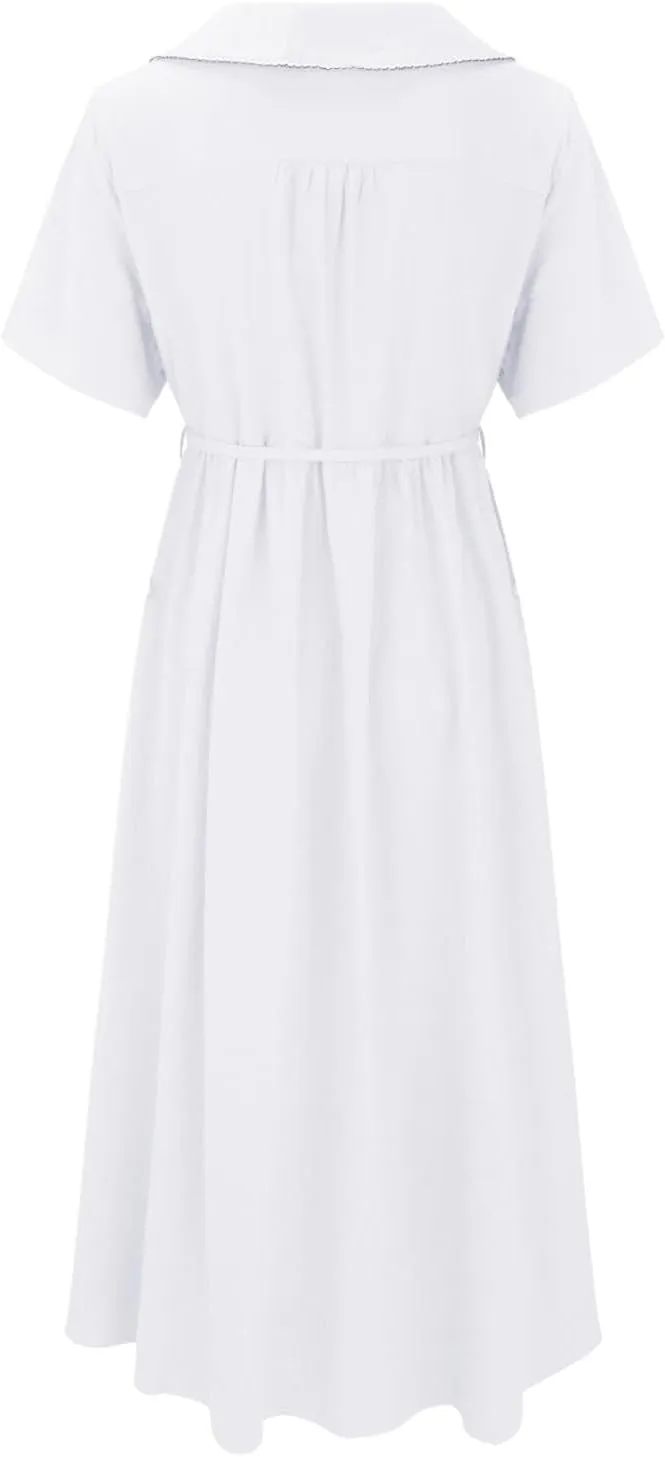 Wedding Guest Dress for Women Button Down Collared Maxi Dresses Casual Fashion Flowy Flutter Swing Dress 2025