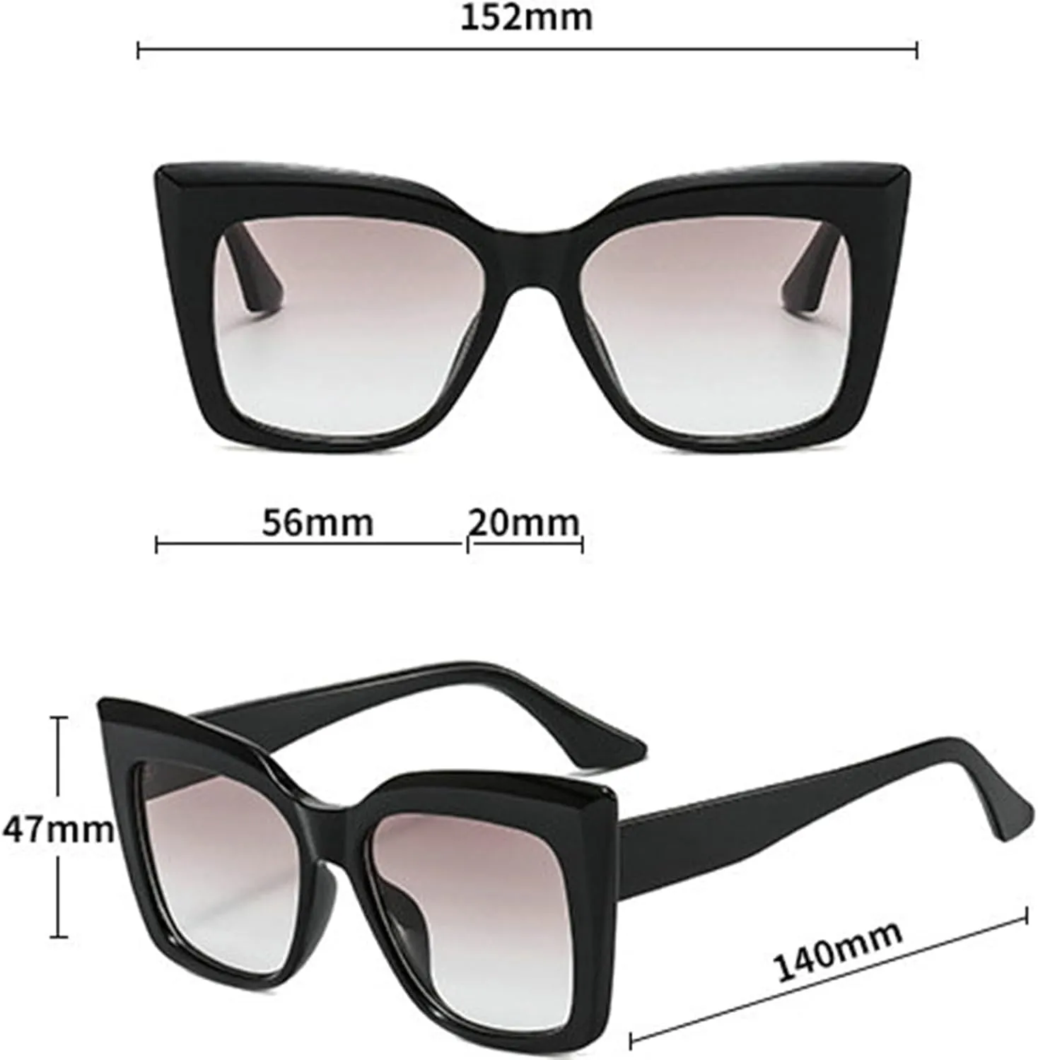 willochra Vintage Cat Eye Sunglasses Women Fashion Y2K Square black Gradient Sun Glasses Female Retro Outdoors Shades UV400