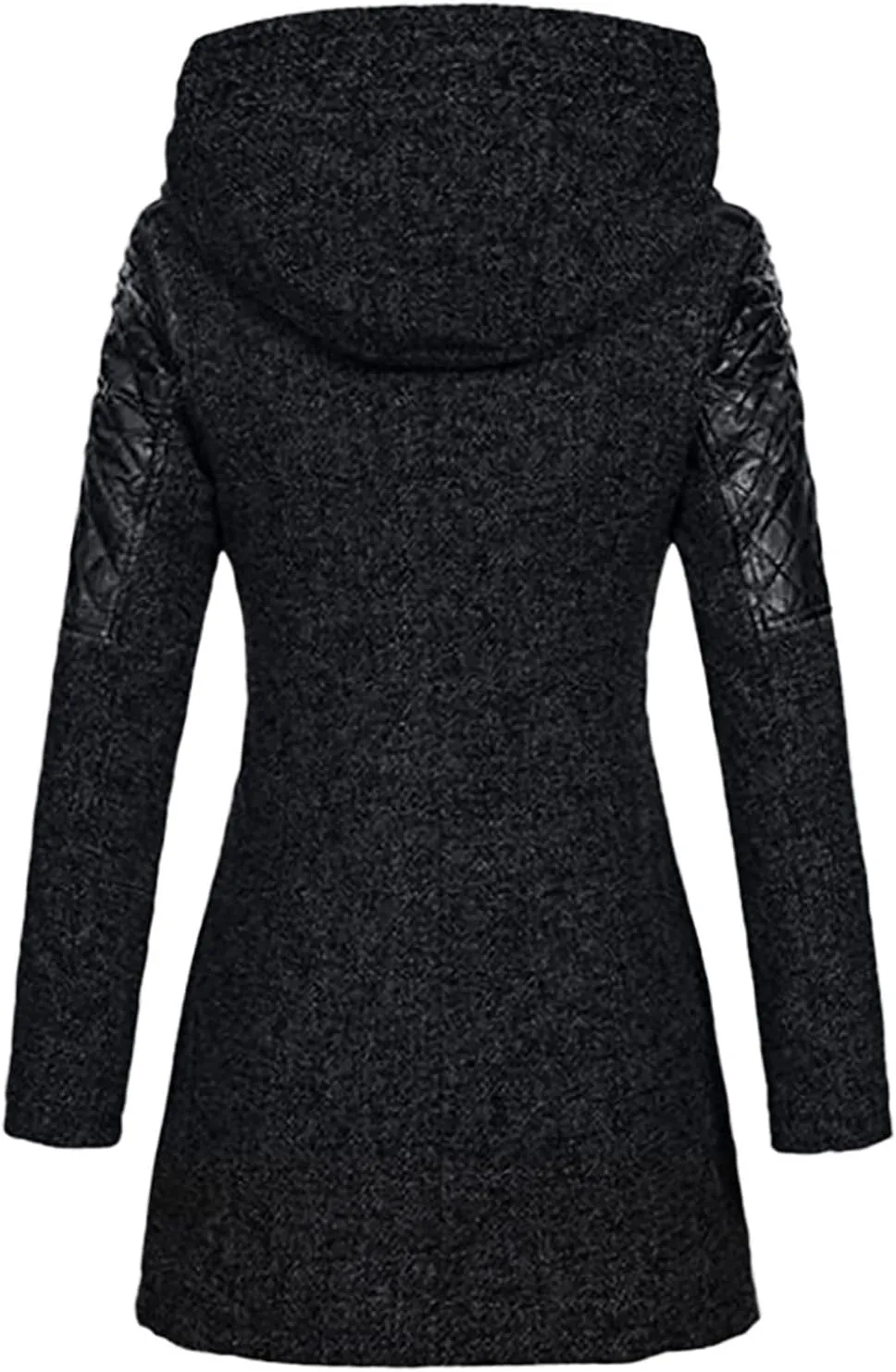 Winter Coat for Women Zip Up Wool Blend Jackets Asymmetric Hooded Patchwork Novelty Trendy 2024 Fall/Winter Jackets