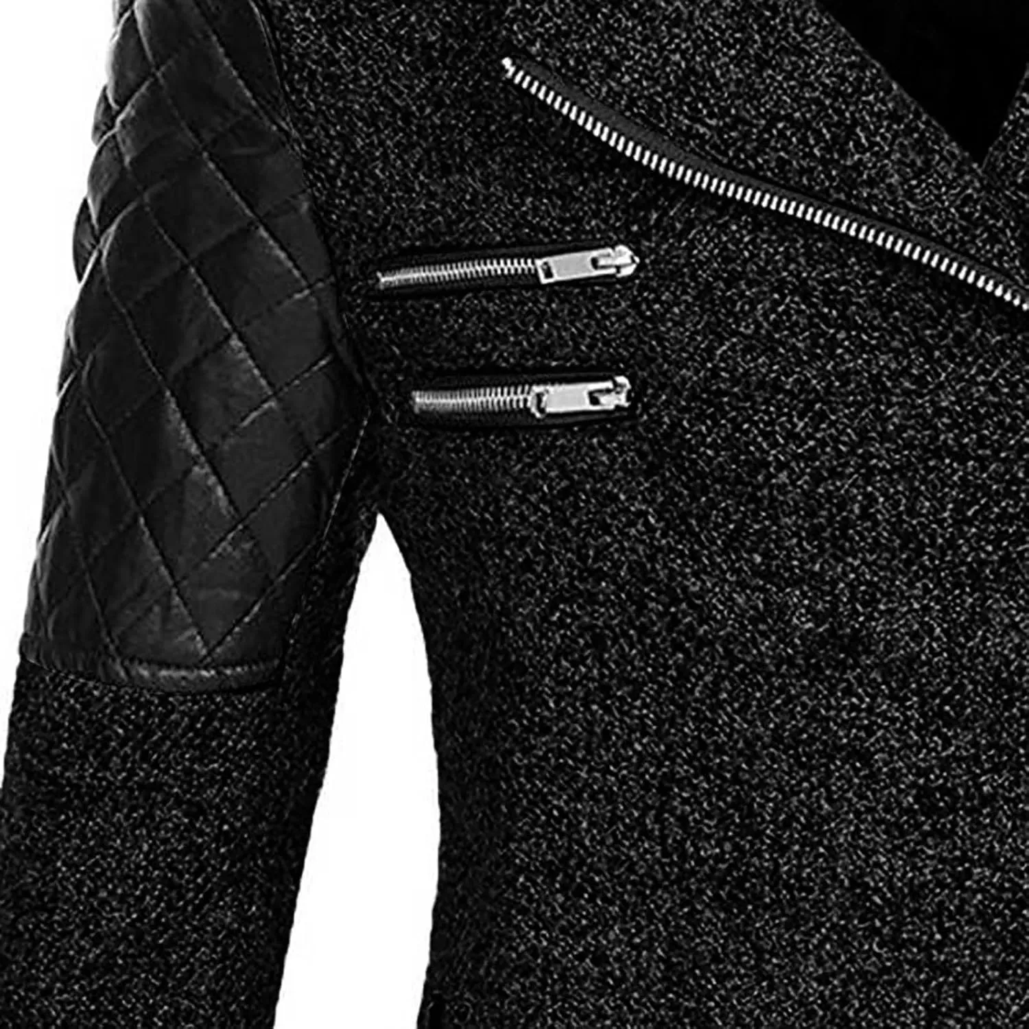 Winter Coat for Women Zip Up Wool Blend Jackets Asymmetric Hooded Patchwork Novelty Trendy 2024 Fall/Winter Jackets