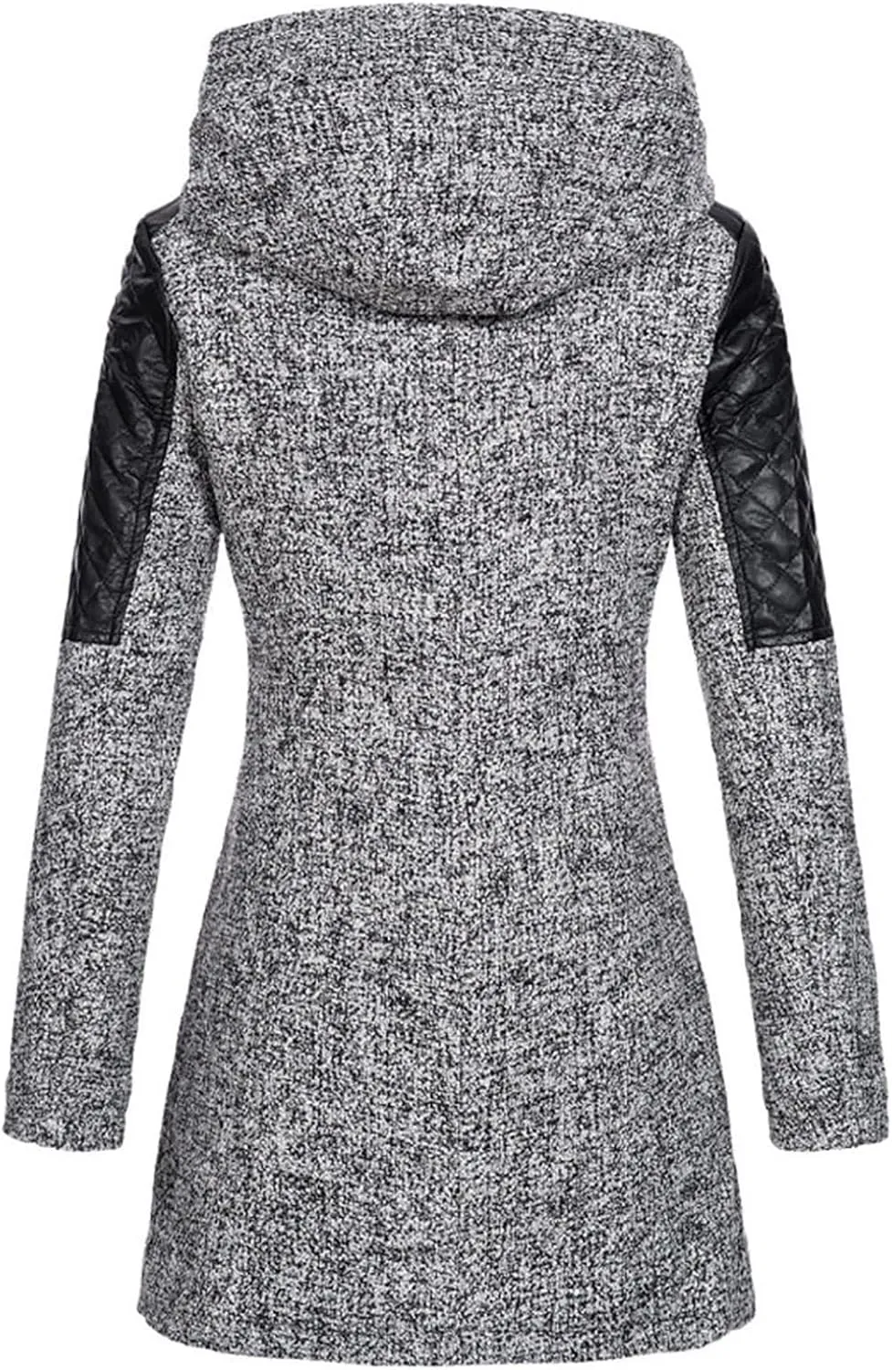 Winter Coat for Women Zip Up Wool Blend Jackets Asymmetric Hooded Patchwork Novelty Trendy 2024 Fall/Winter Jackets