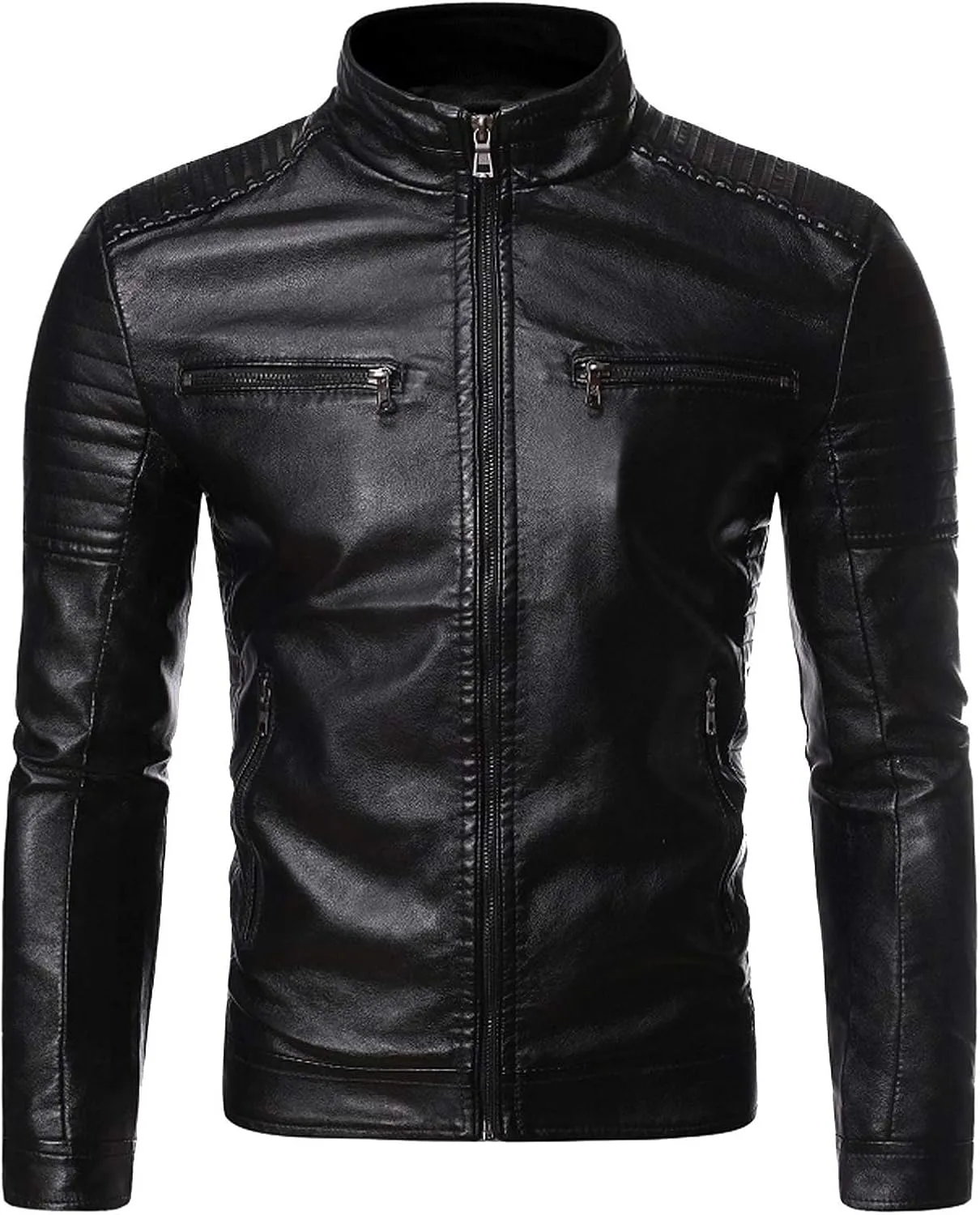 Winter Jackets for Men Fall Jackets for Men Winter Casual Stand Collar Leather Jacket Coat Faux Fur Lined Jacket