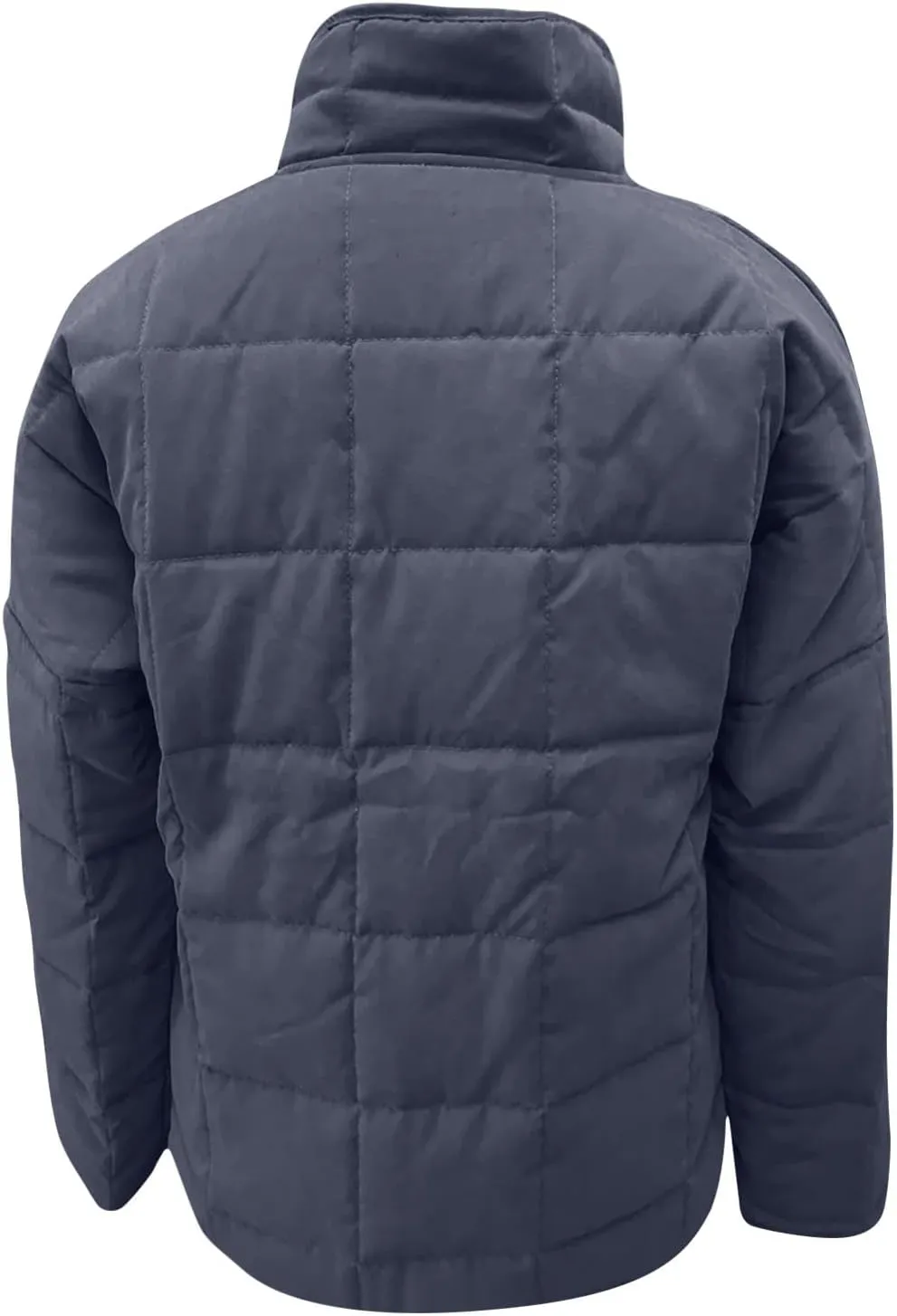 Winter Quilted Jackets For Women Lightweight Button Down Padded Puffer Jackets Stand Collar Long Sleeve Down Coats