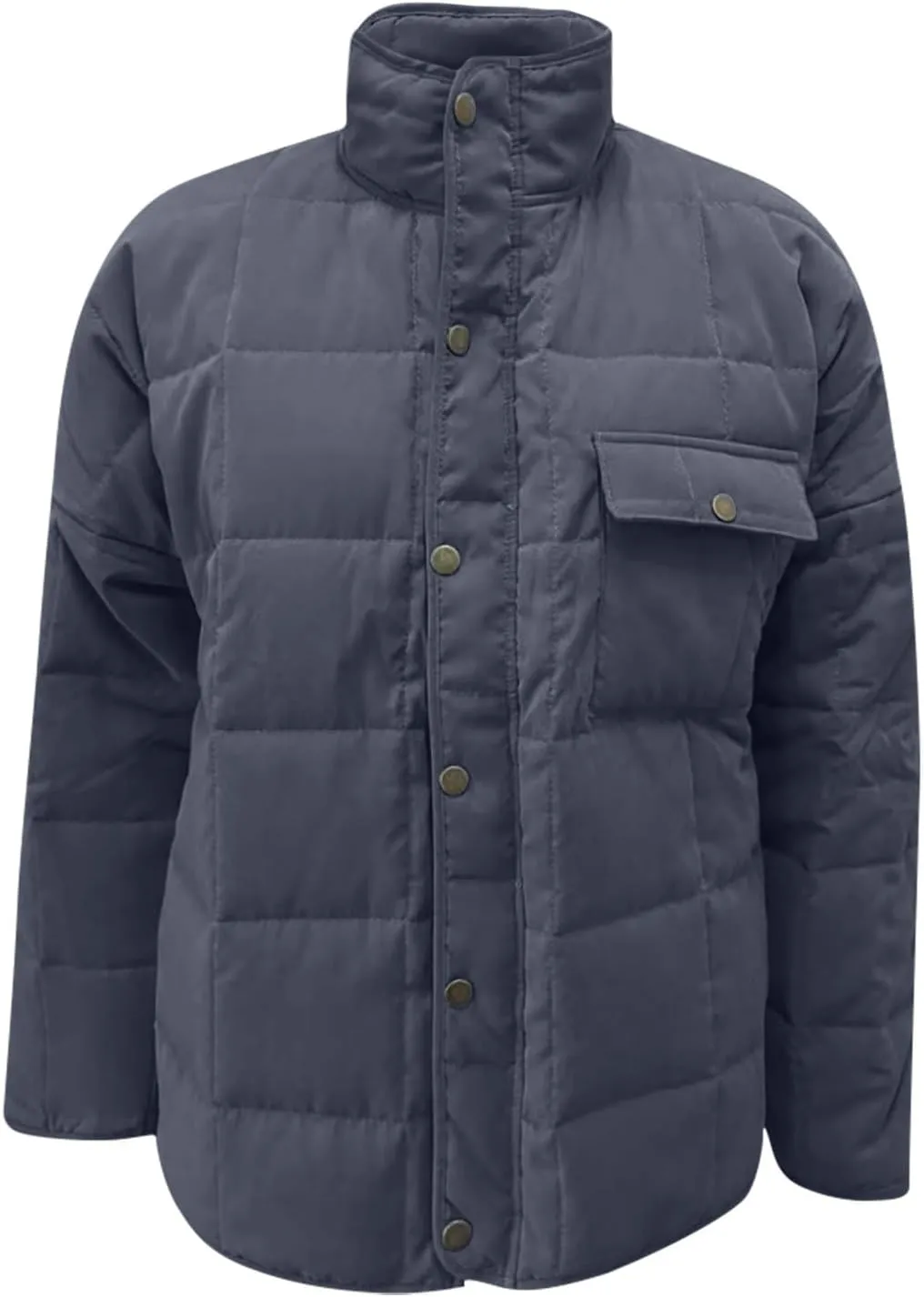 Winter Quilted Jackets For Women Lightweight Button Down Padded Puffer Jackets Stand Collar Long Sleeve Down Coats