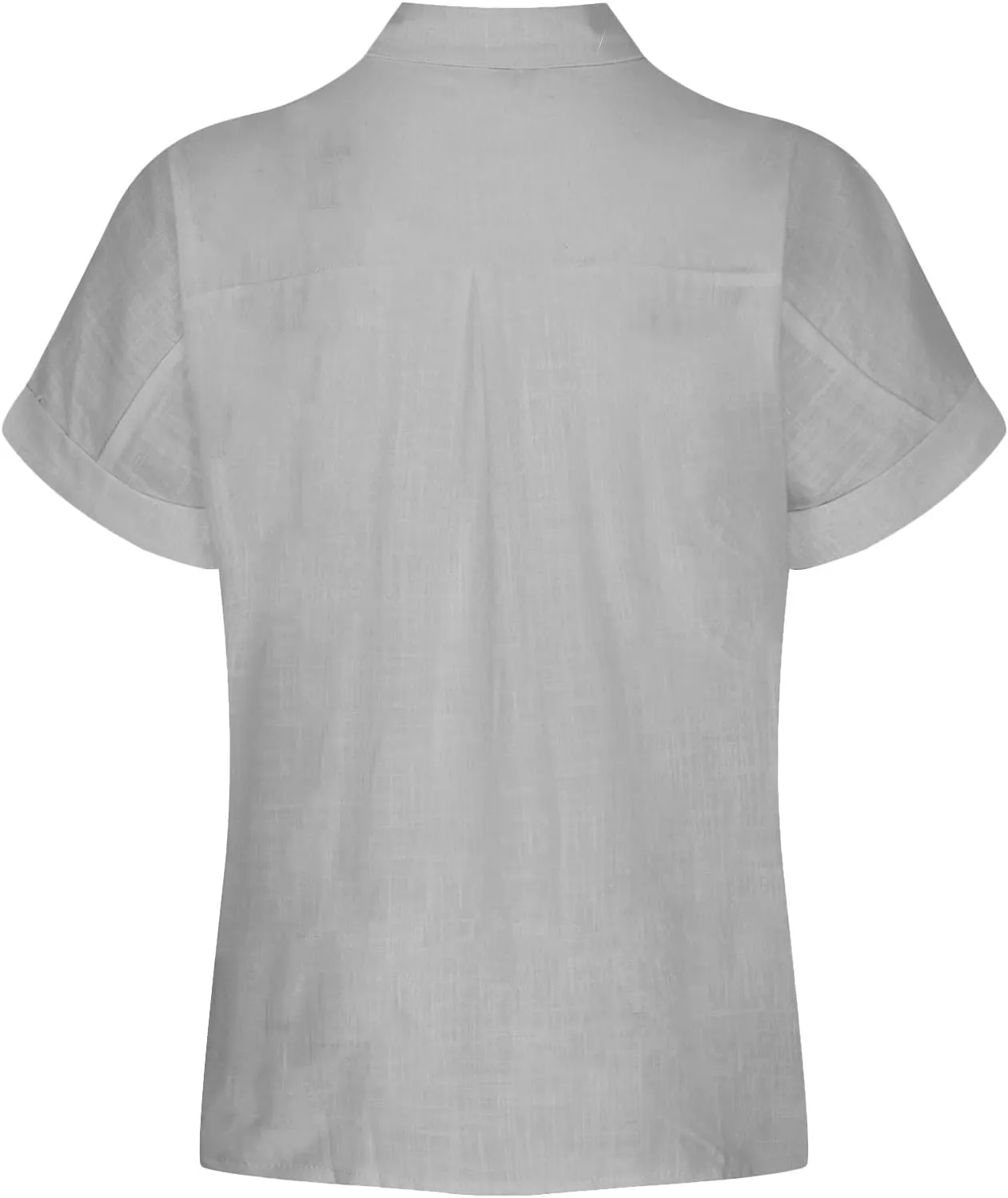 Women Cotton Linen Shirts with Pockets Casual Solid Short Sleeve Button Down Blouse Tunic Shirt Summer Tops Plus Size