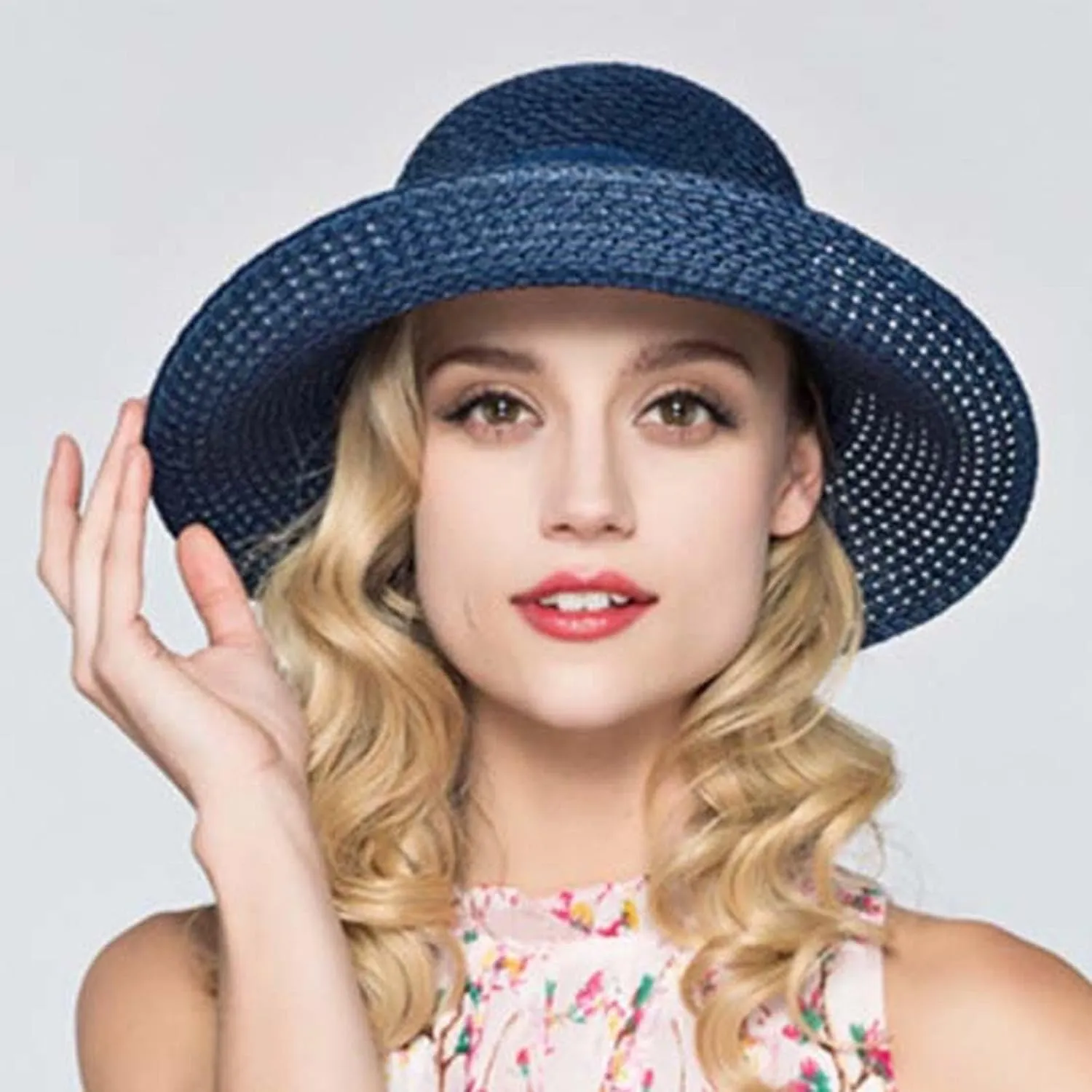 Women Floppy Sun Hats Fashionable Summer Wide Brim Cap Beach Straw Hat UV Protection UPF50 Travel Packable Straw Bucket Hats