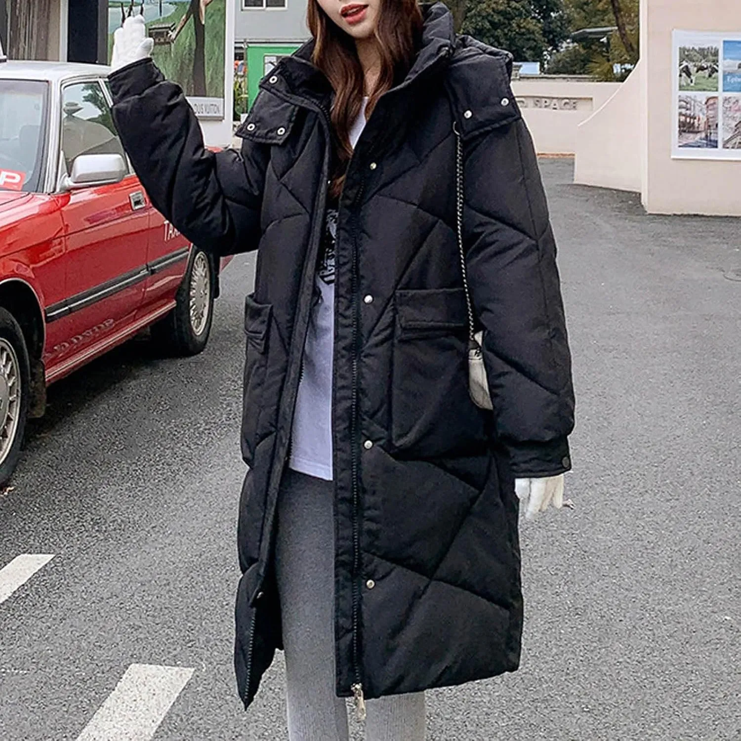 Women Long Winter Coats Plus Size Puffer Jackets Thicken Outerwear Maxi Down Coats Parka Quilted Lightweight Jackets